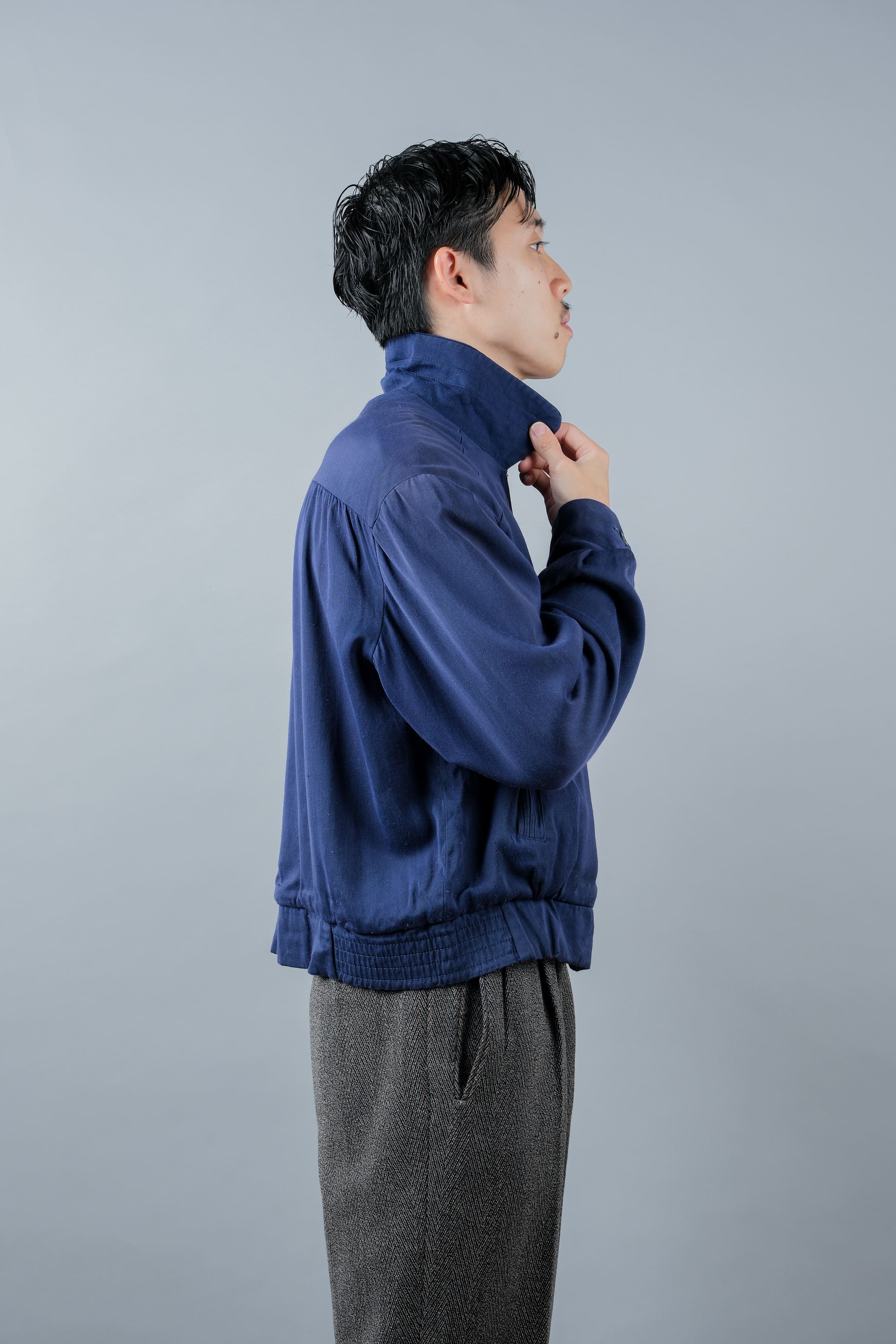 【~50's】American Vintage Navy Rayon Gabardine Jacket