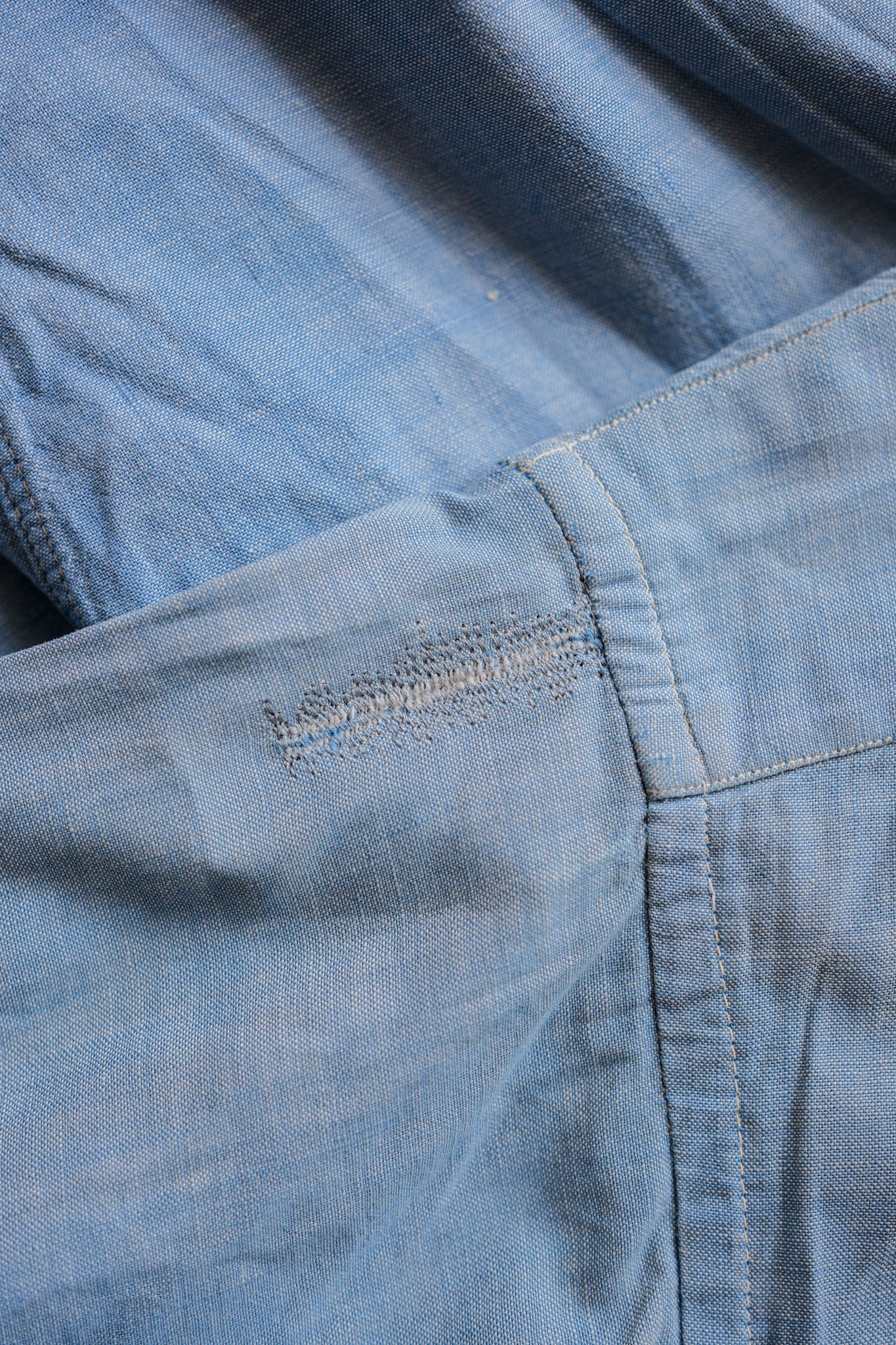 【~40's】French Vintage Chambray Grandpa Shirt