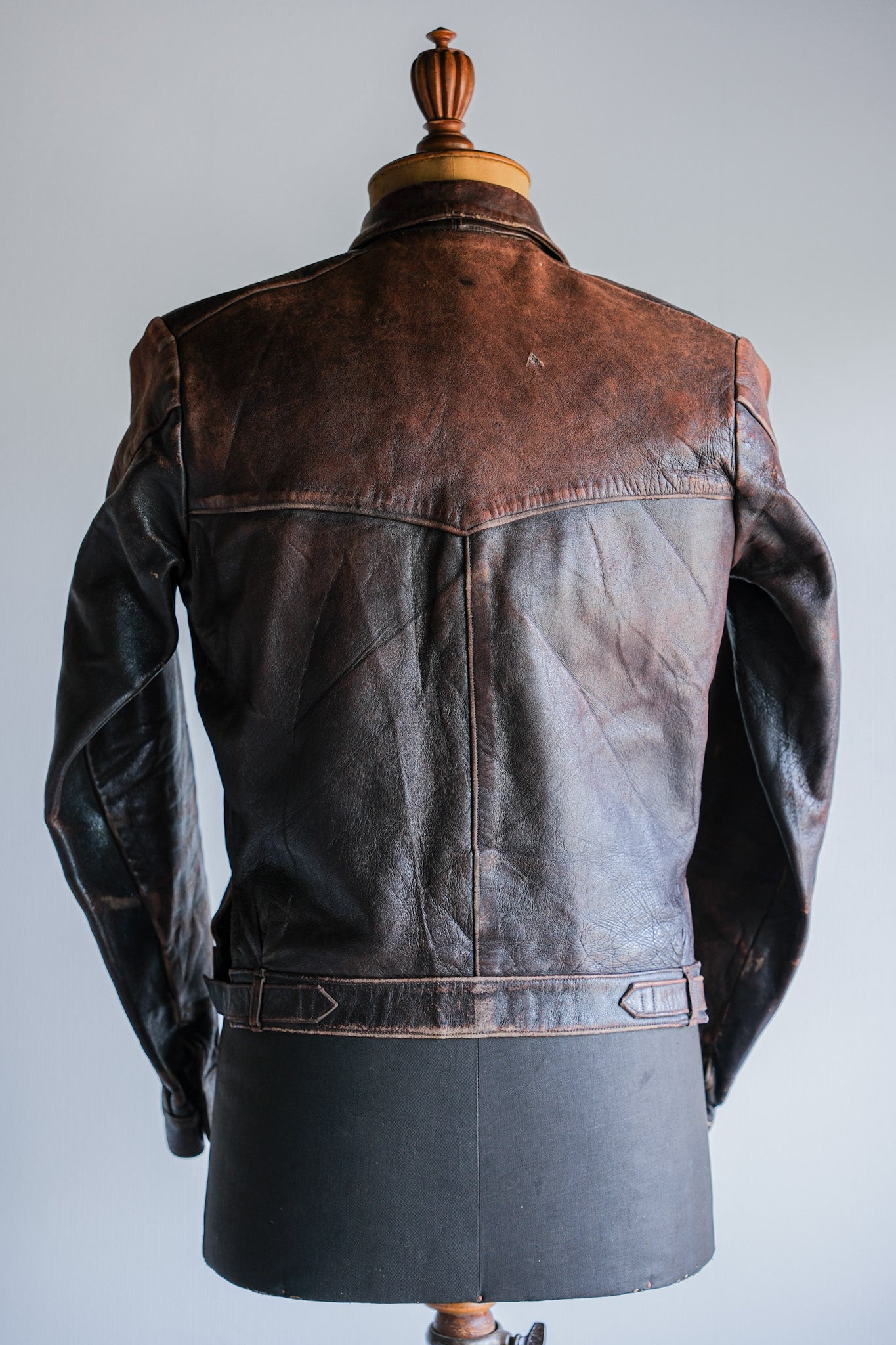 【~40's】French Vintage Leather Cyclist Jacket