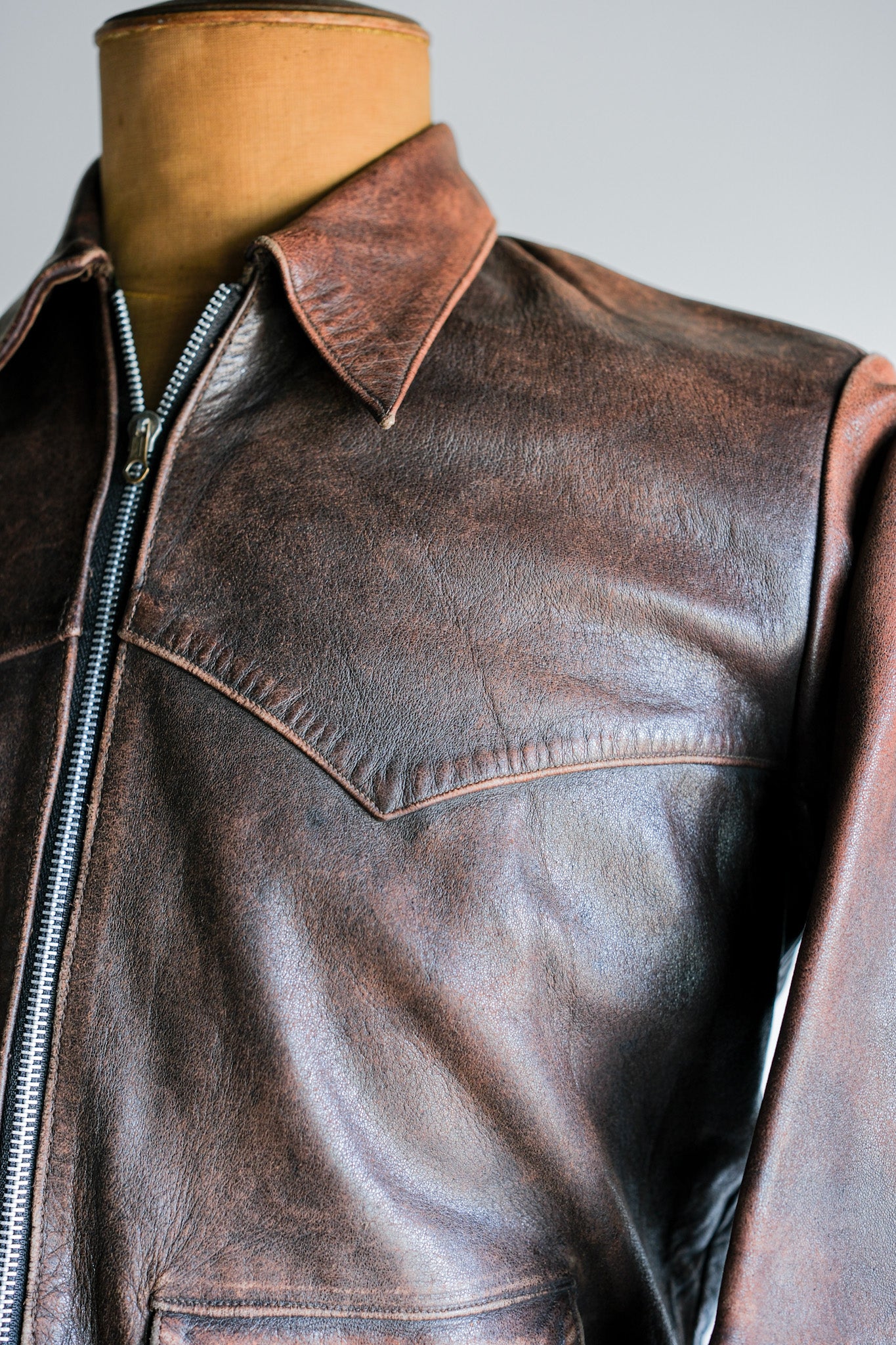 【~40's】French Vintage Leather Cyclist Jacket