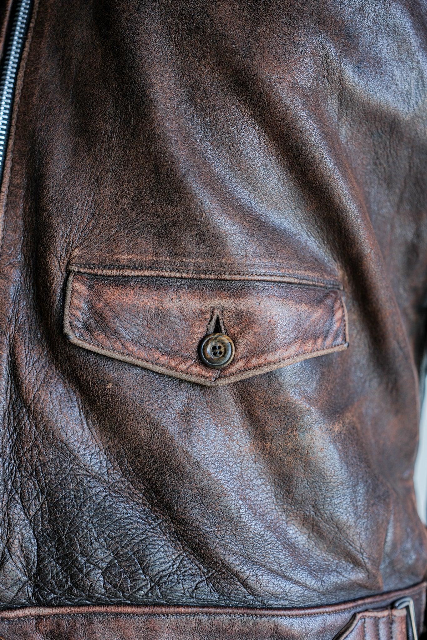 【~40's】French Vintage Leather Cyclist Jacket