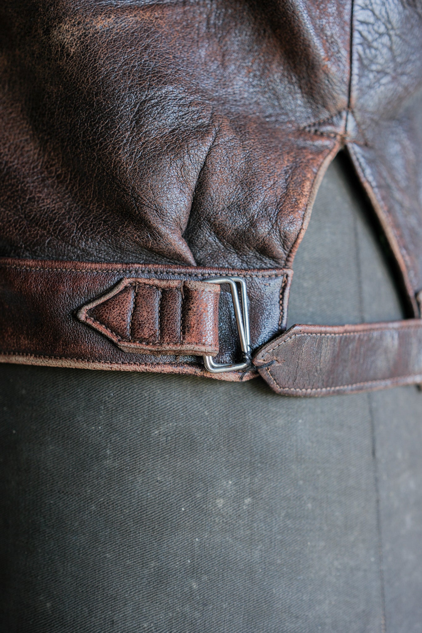 【~40's】French Vintage Leather Cyclist Jacket