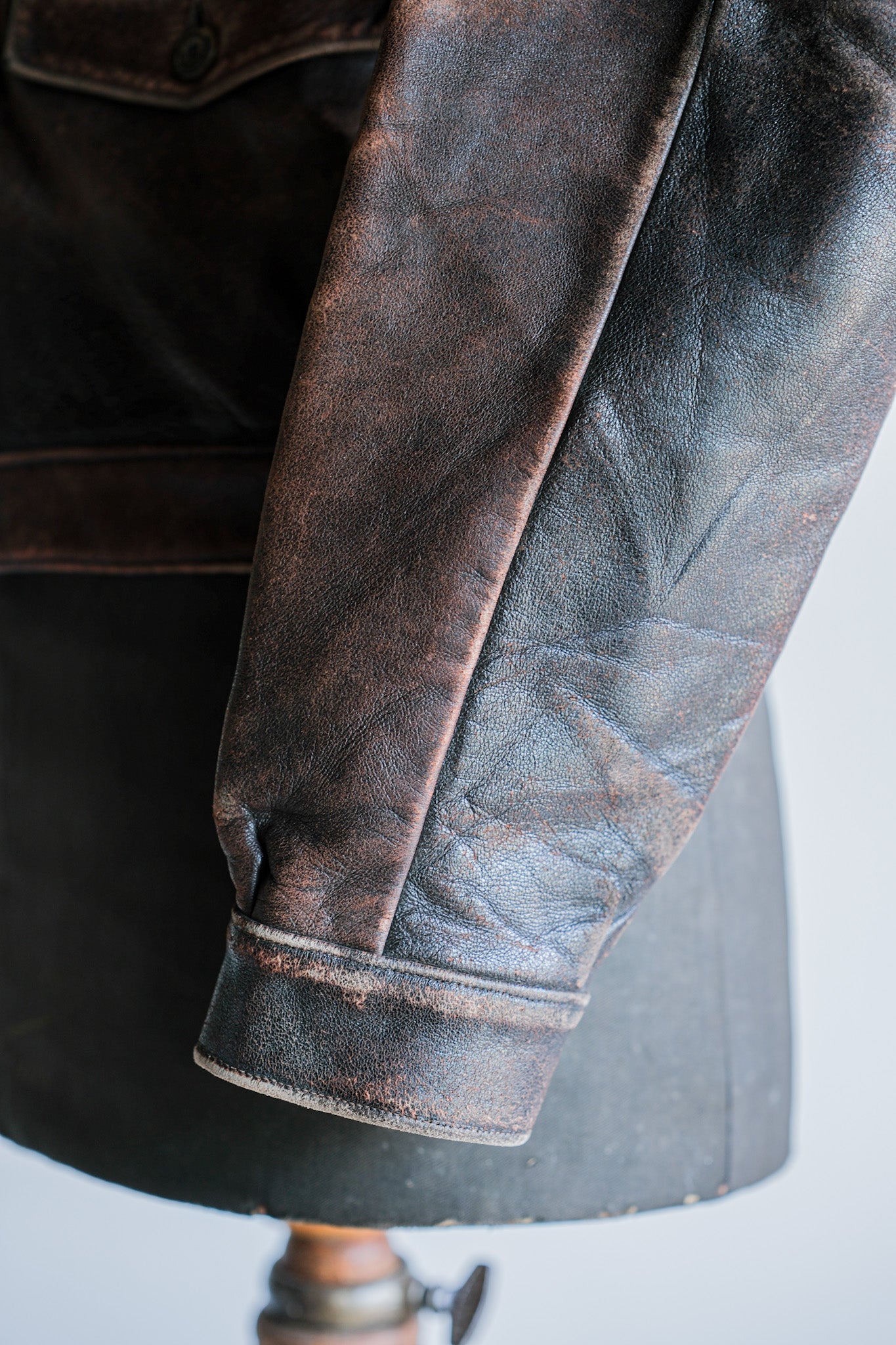 【~40's】French Vintage Leather Cyclist Jacket