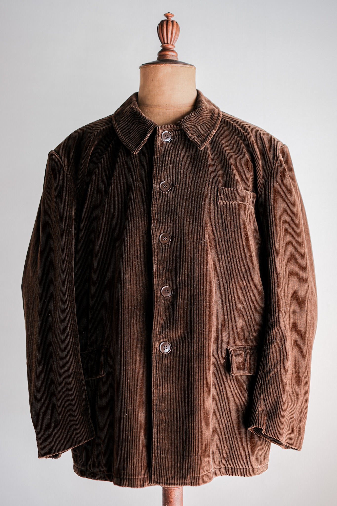 【~50's】French Vintage Brown Corduroy Work Jacket Size.48 "Le Mont St. Michel"
