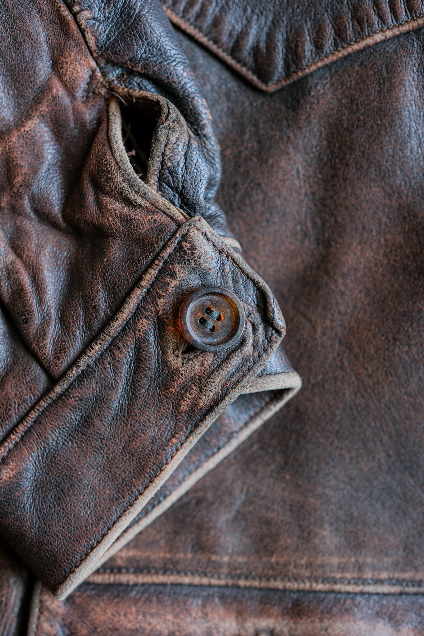 【~40's】French Vintage Leather Cyclist Jacket