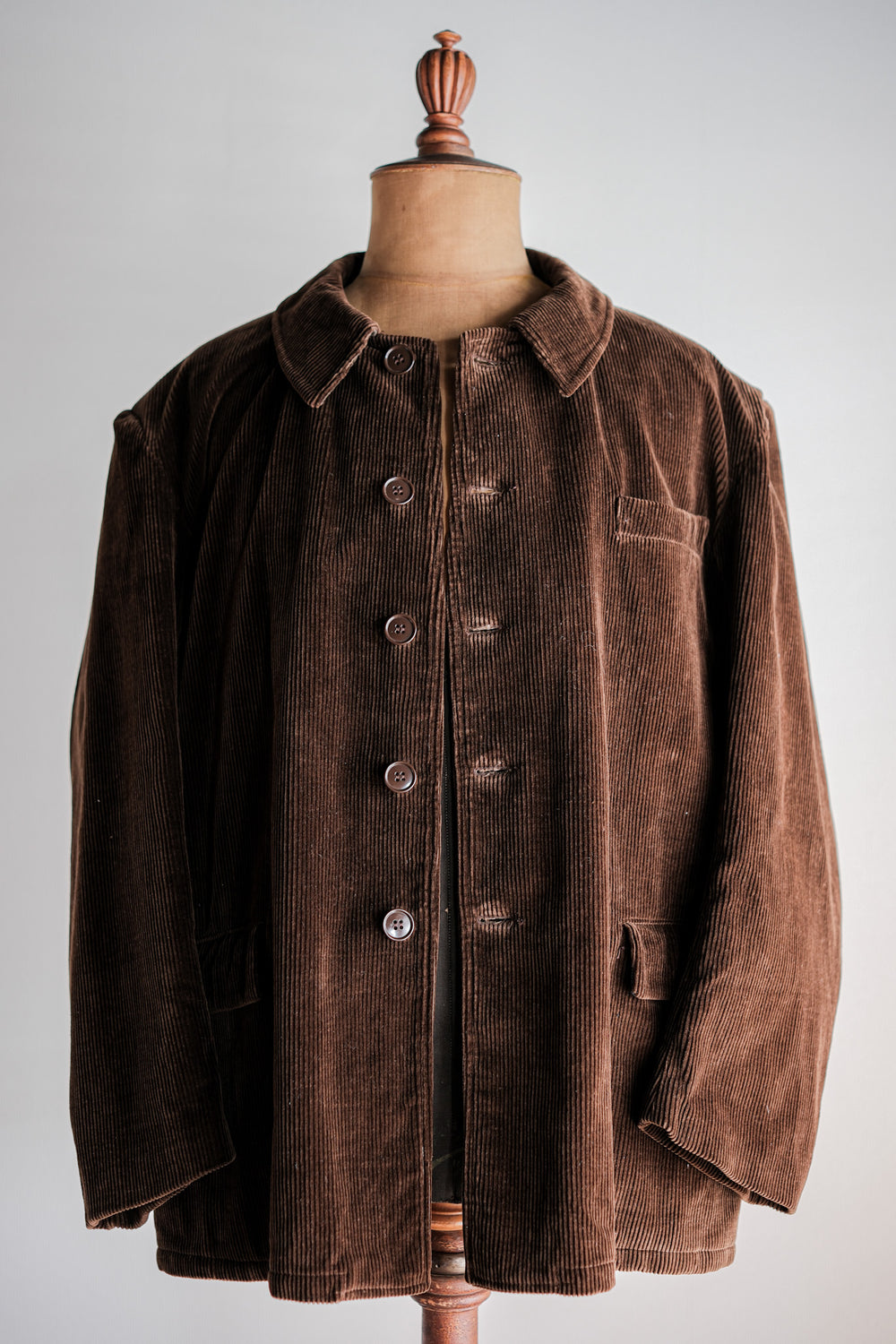 【~50's】French Vintage Brown Corduroy Work Jacket Size.48 "Le Mont St. Michel"