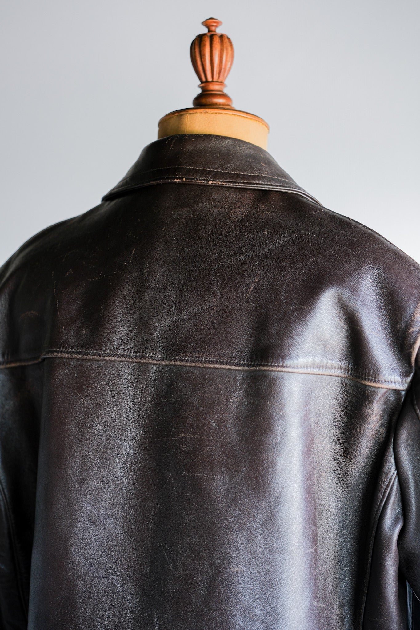 [~ 50's] French Vintage Zip Up Leather Work Jacket Size.52 "Adolphe Lafont"