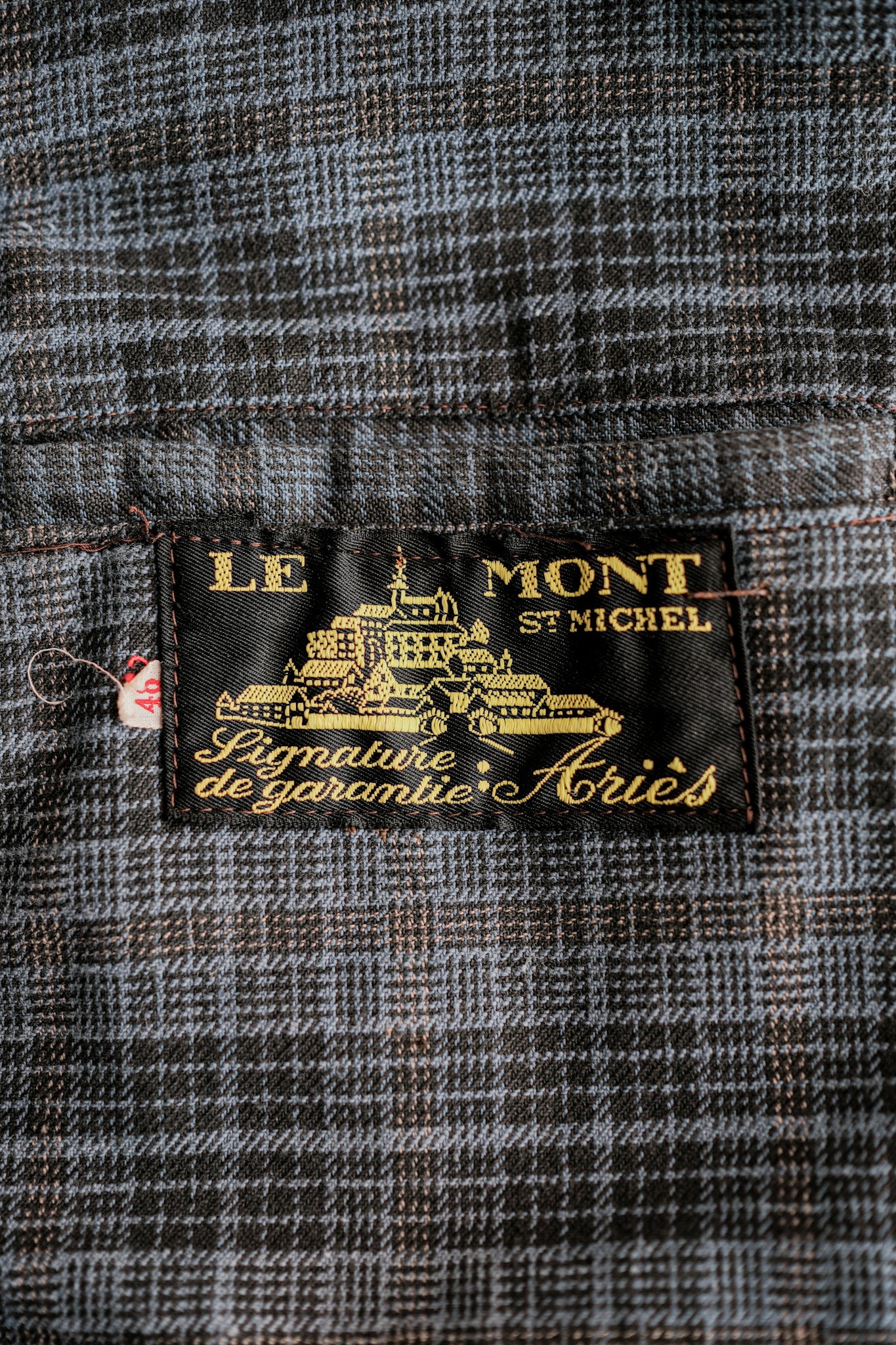 [~ 50's] แจ็คเก็ตผ้าลูกฟูกสีน้ำตาลวินเทจวินเทจขนาด 48 "Le Mont St. Michel"