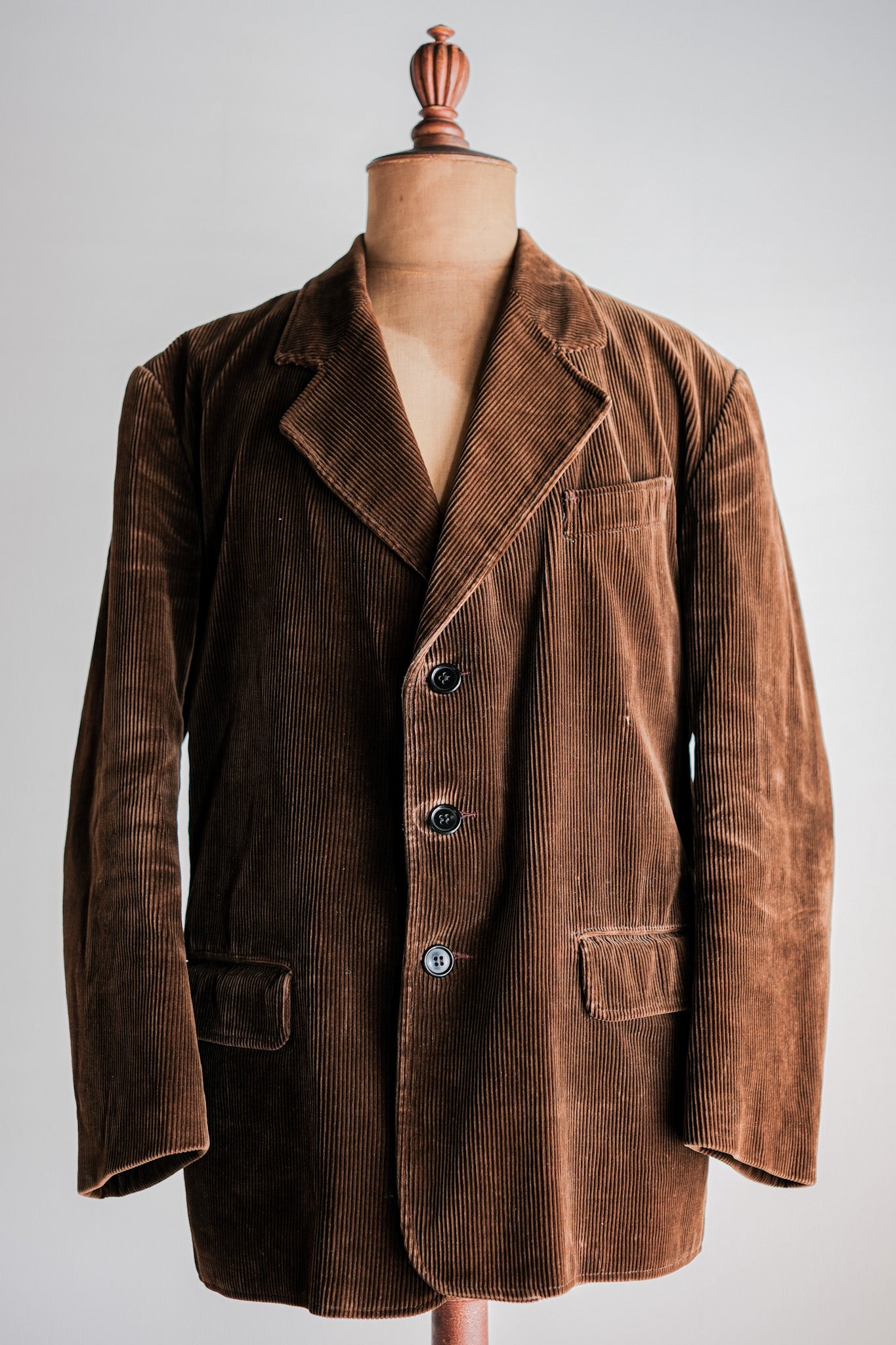 40's] French Vintage Brown Corduroy Lapel Work Jacket 