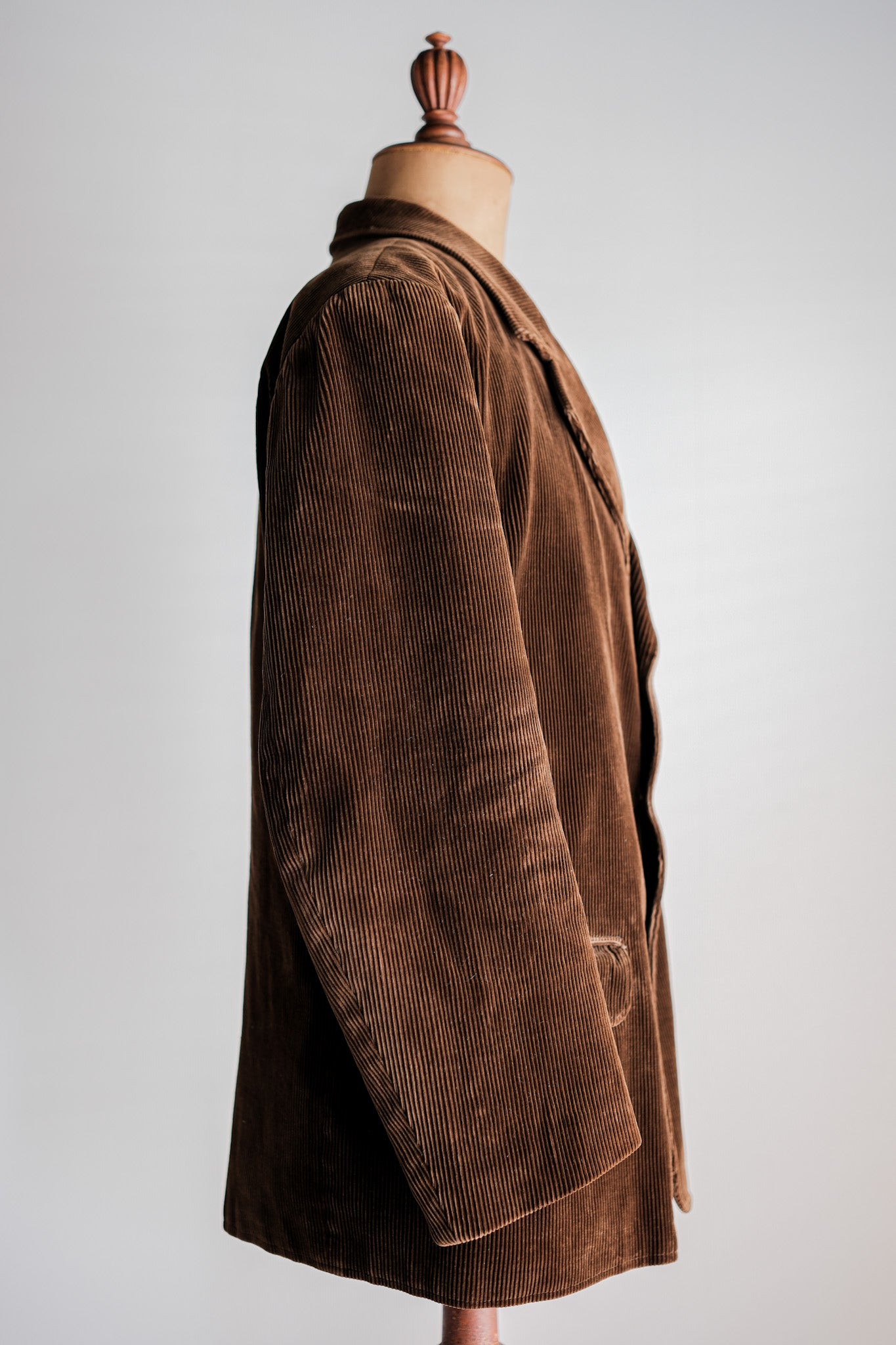 【~40's】French Vintage Brown Corduroy Lapel Work Jacket "Le Mont St. Michel"
