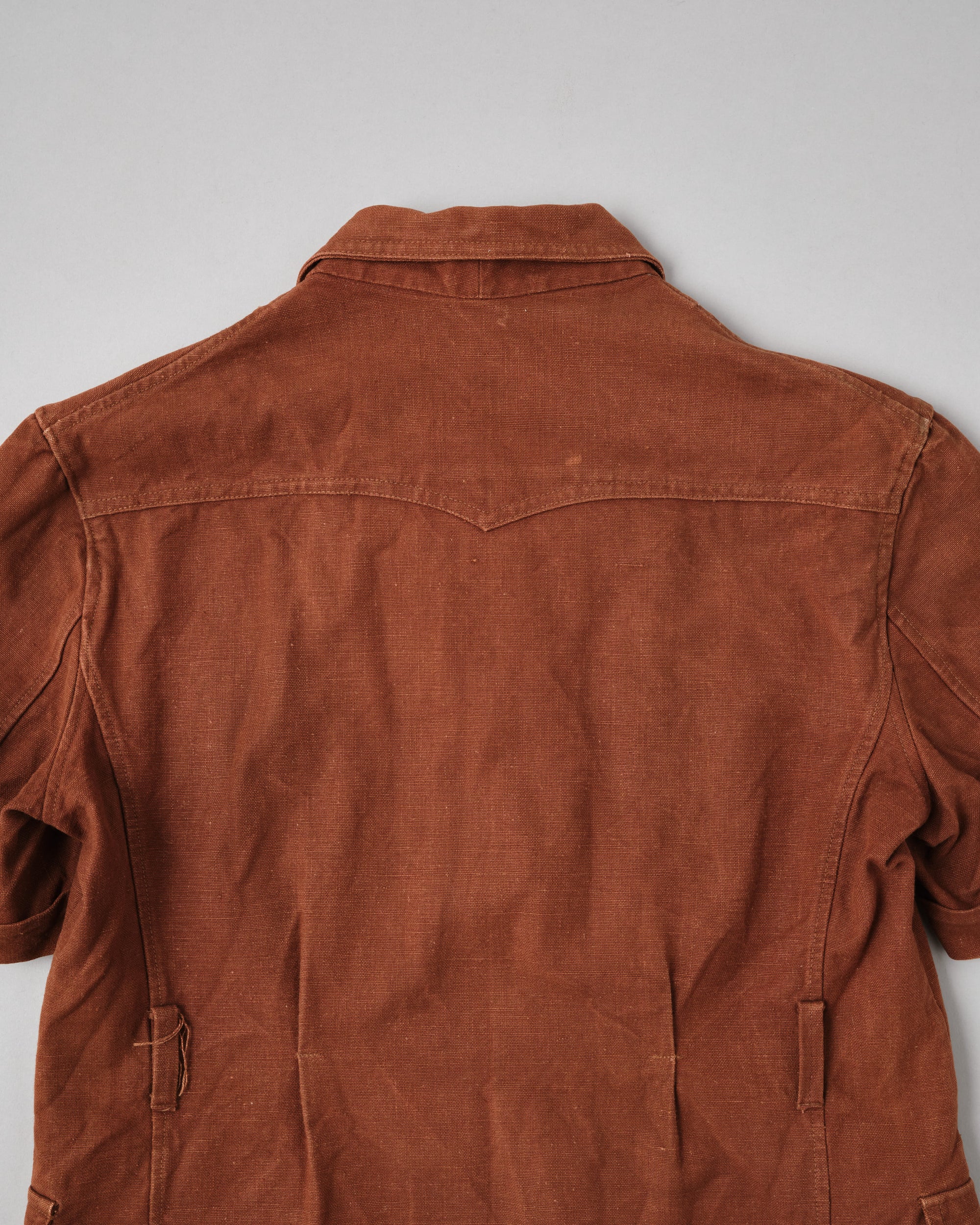 ［~50's］Europe Vintage Reddish Brown Cotton S/S Shirt Jacket