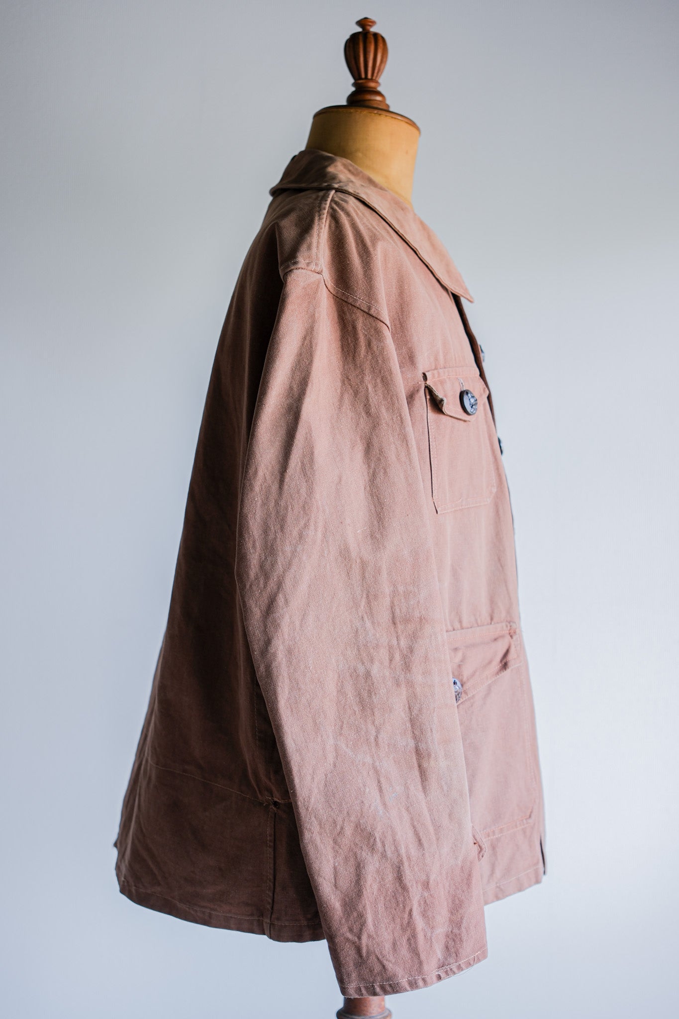 ［~40's］French Vintage Reddish Brown Cotton Canvas Hunting Jacket
