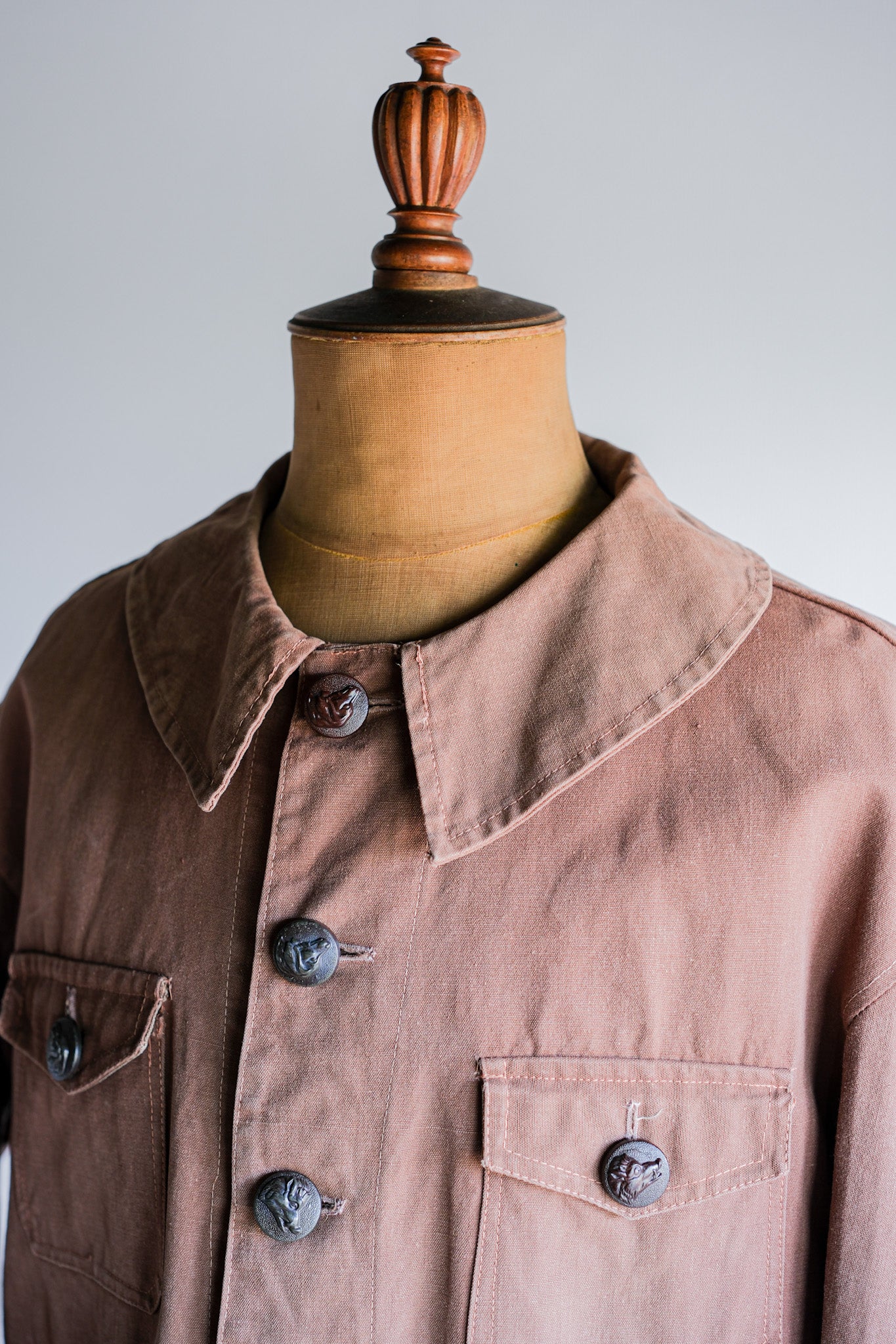 ［~40's］French Vintage Reddish Brown Cotton Canvas Hunting Jacket