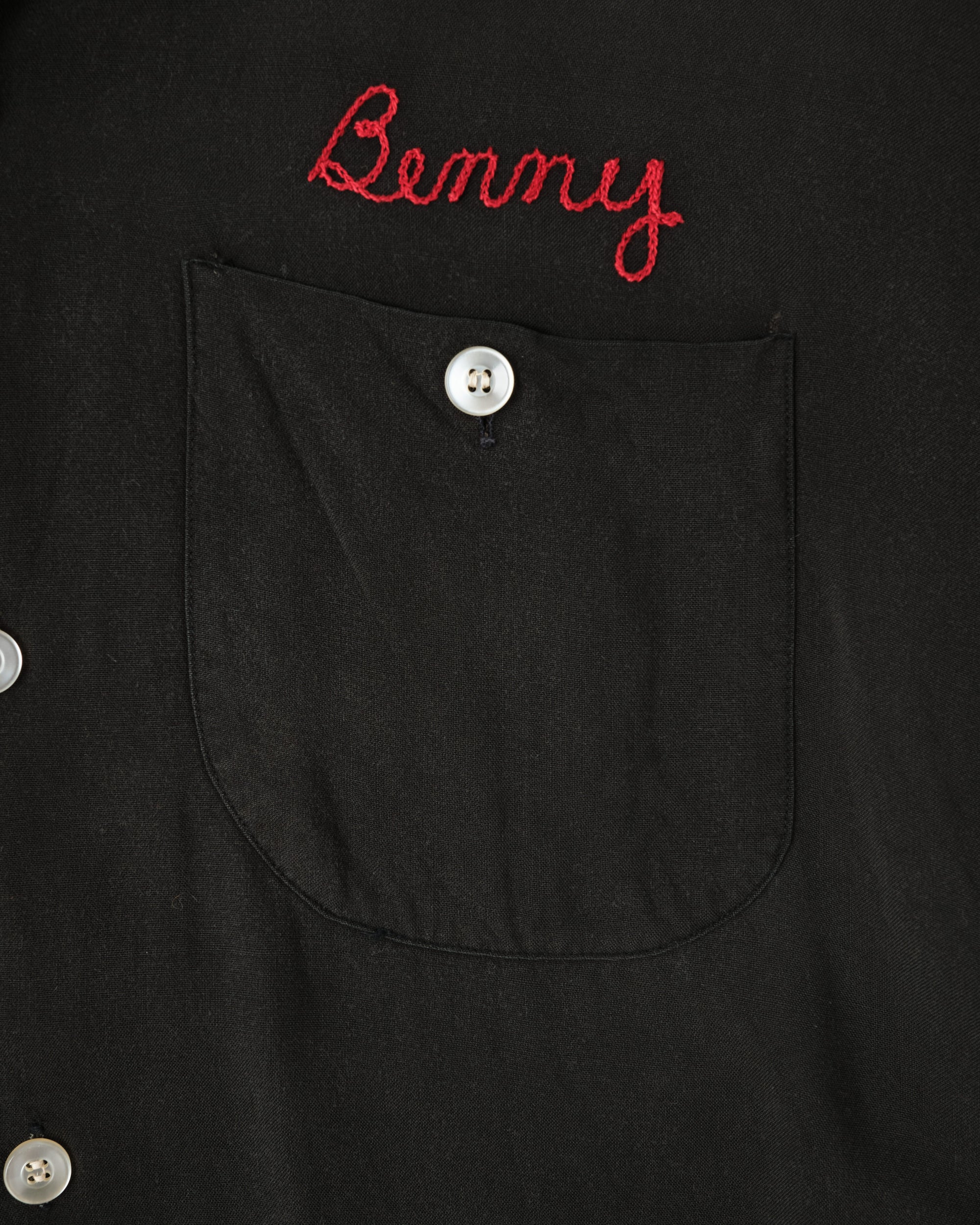 【~60's】American Vintage Black Rayon S/S Bowling Shirt Size.L