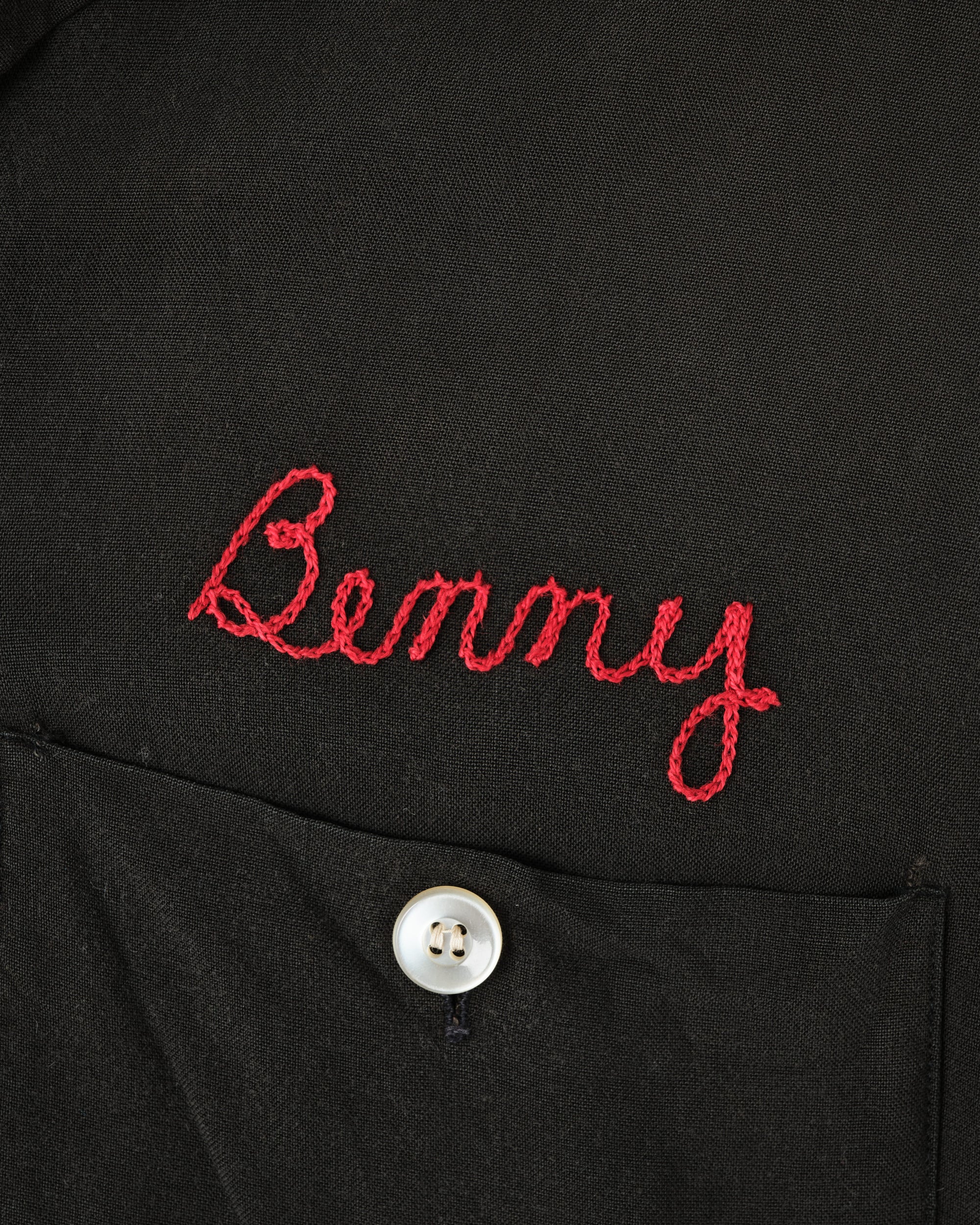【~60's】American Vintage Black Rayon S/S Bowling Shirt Size.L