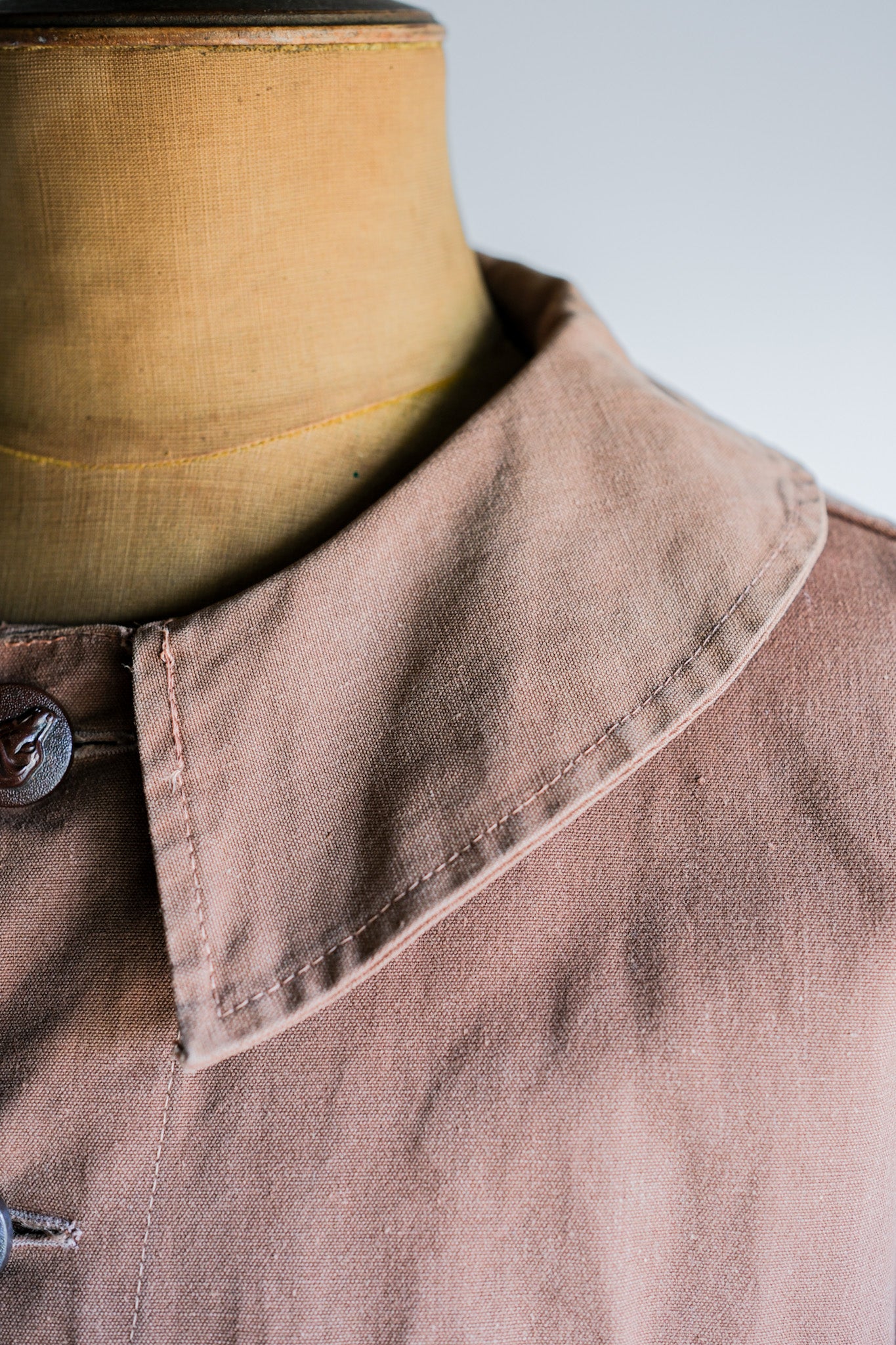 【~40's】French Vintage Reddish Brown Cotton Canvas Hunting Jacket