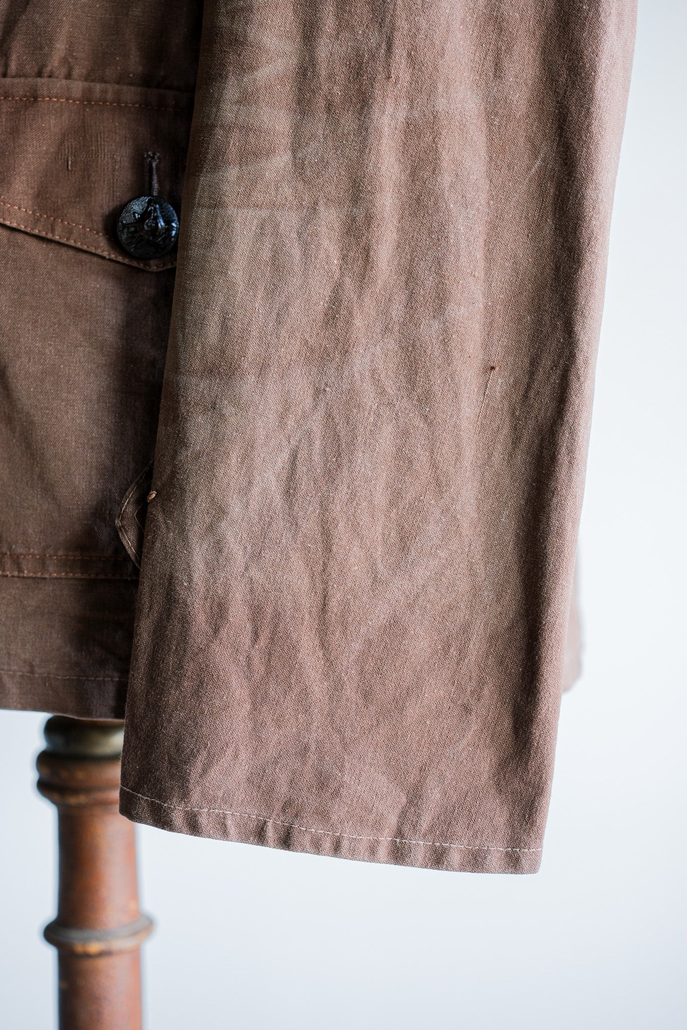 [~ 40's] Veste de chasse en toile de coton brun rougeâtre vintage français