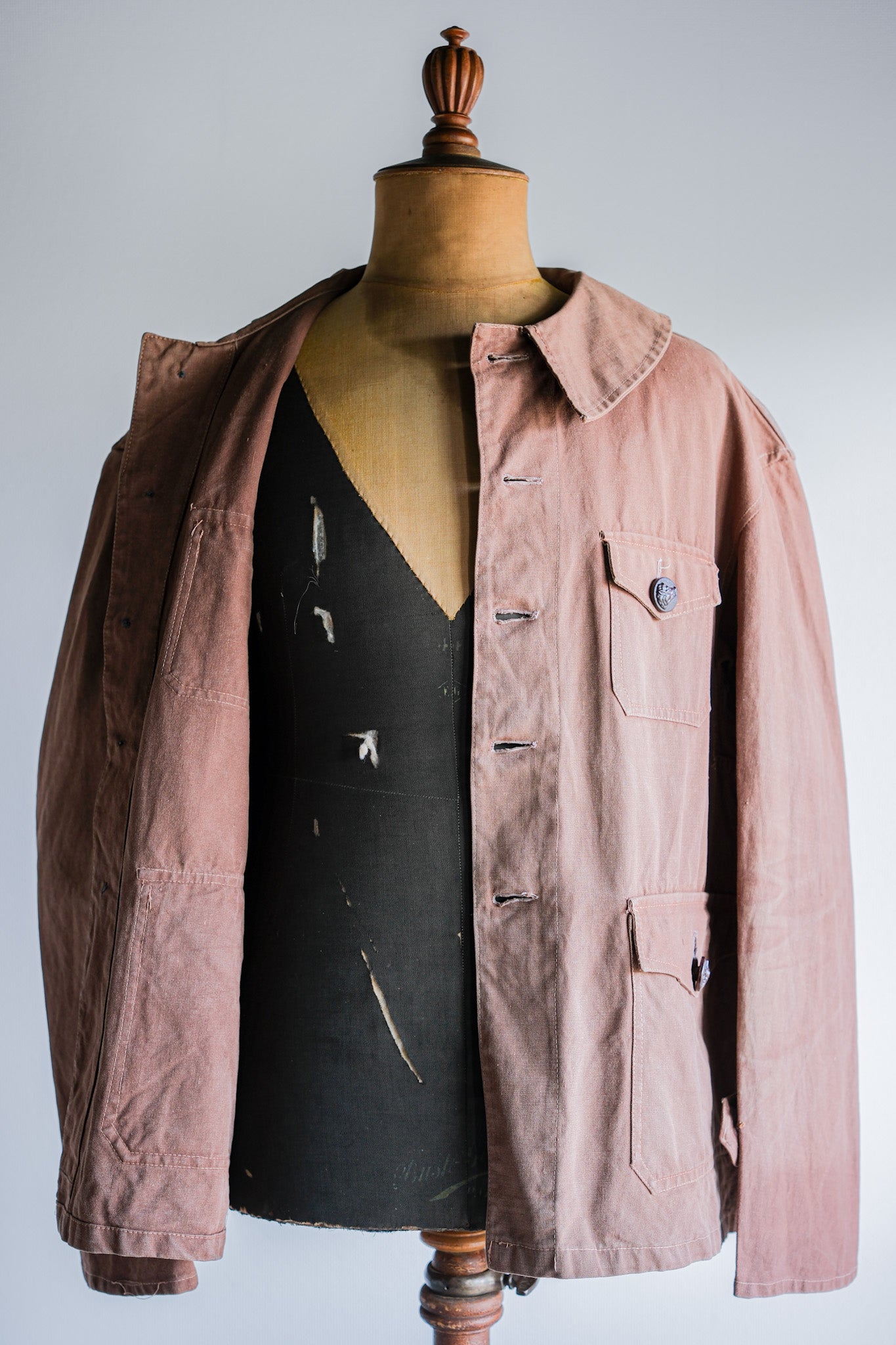 ［~40's］French Vintage Reddish Brown Cotton Canvas Hunting Jacket