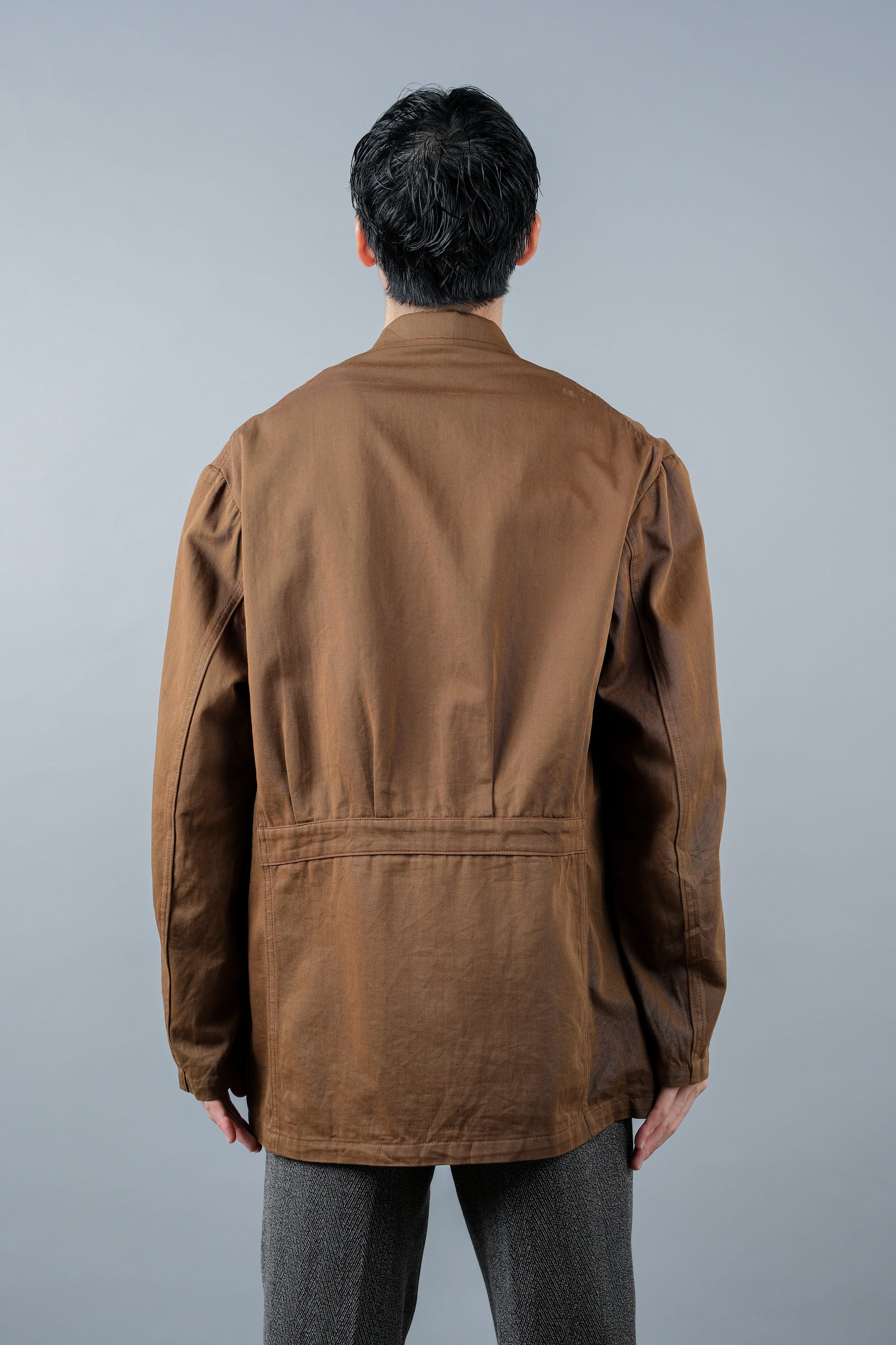［~50's］French Vintage Brown Cotton Thin Twill Lapel Work Jacket "Adolphe Lafont"