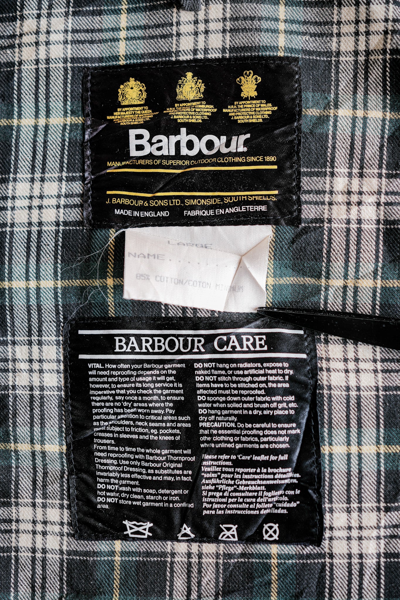 [~ 90 년대] Vintage Barbour "Spey"3 Crest Size.large