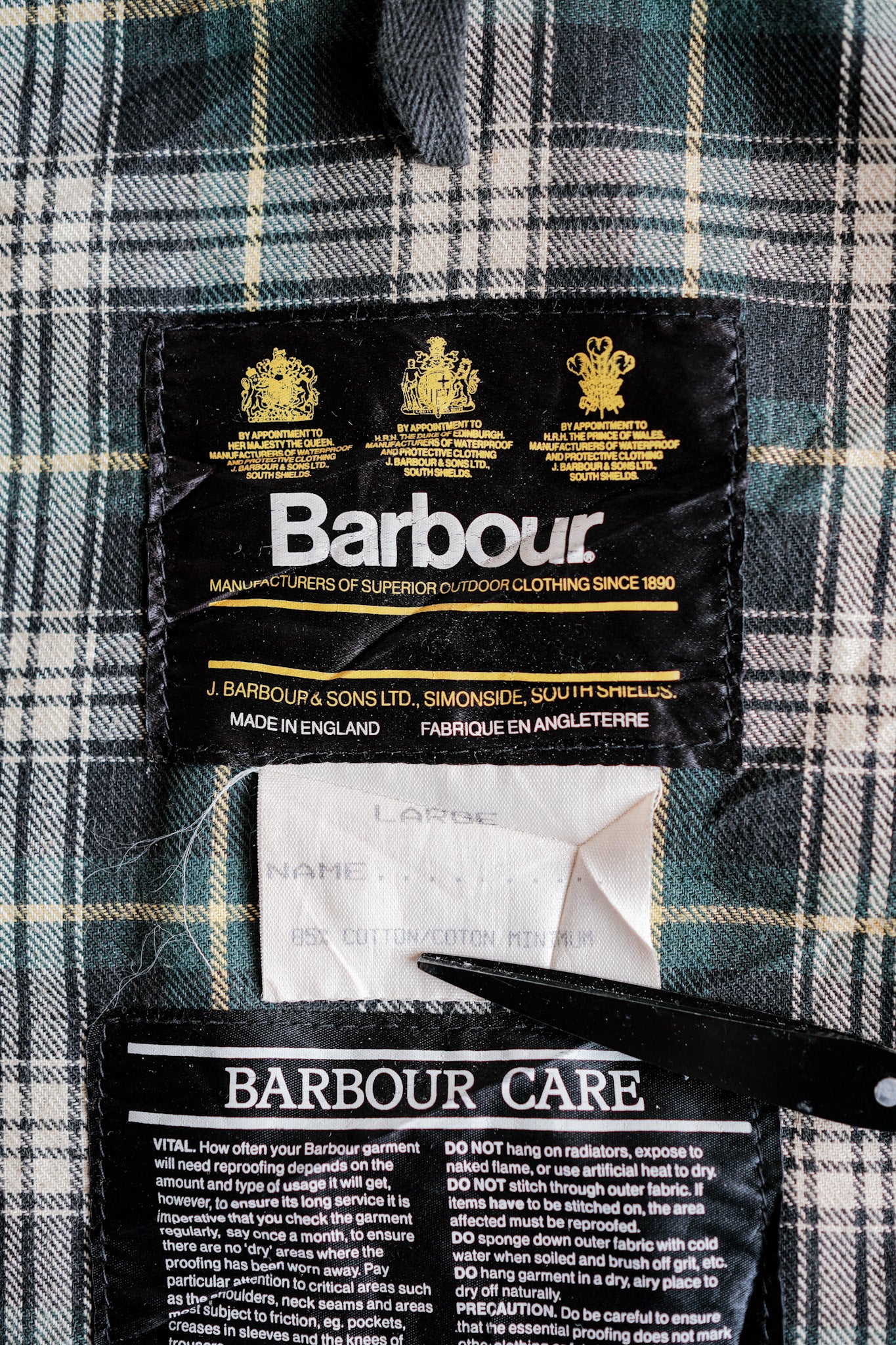 [~ 90 년대] Vintage Barbour "Spey"3 Crest Size.large
