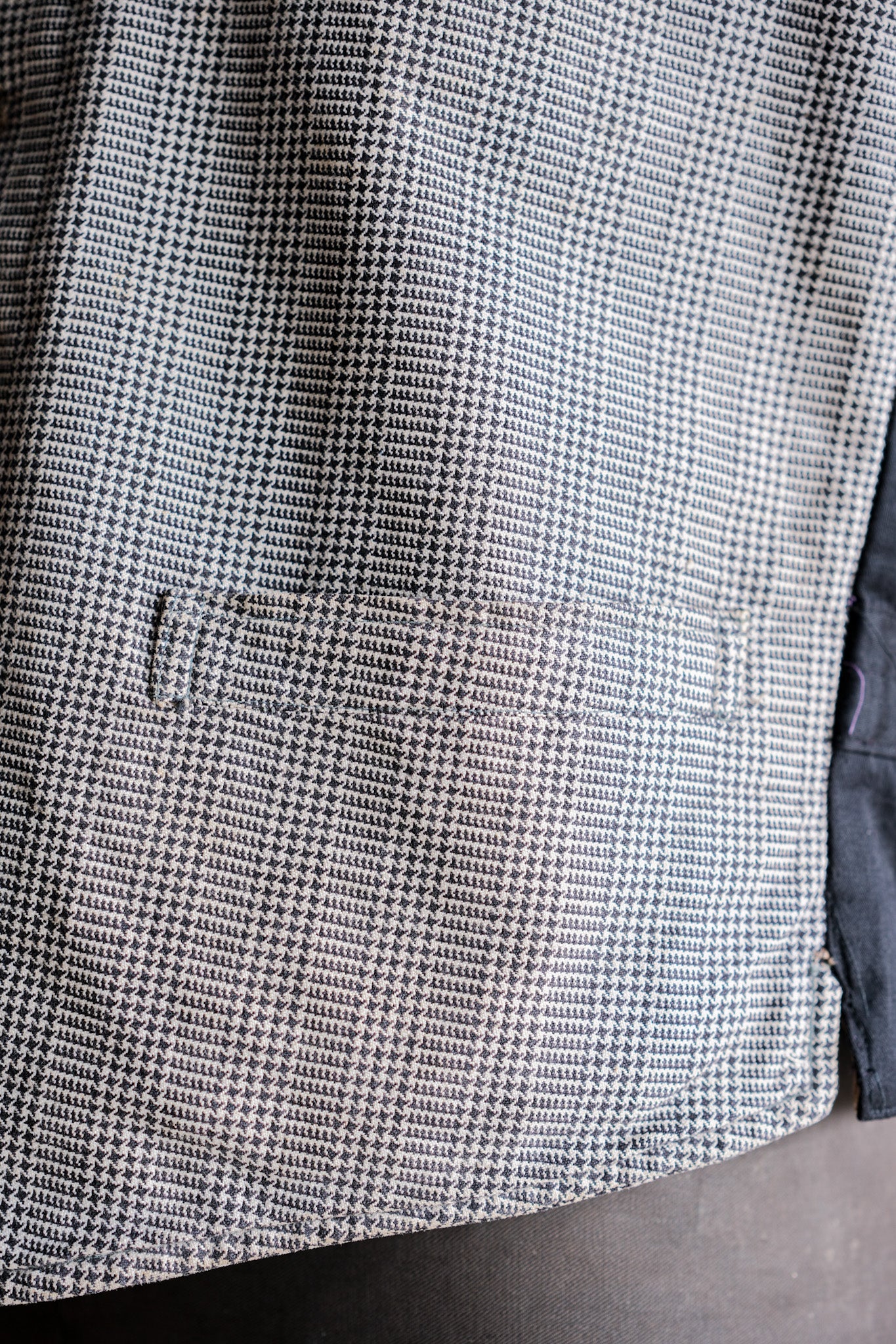 ［~30's］French Vintage Houndstooth Cotton Work Gilet "Unusual Fabric"