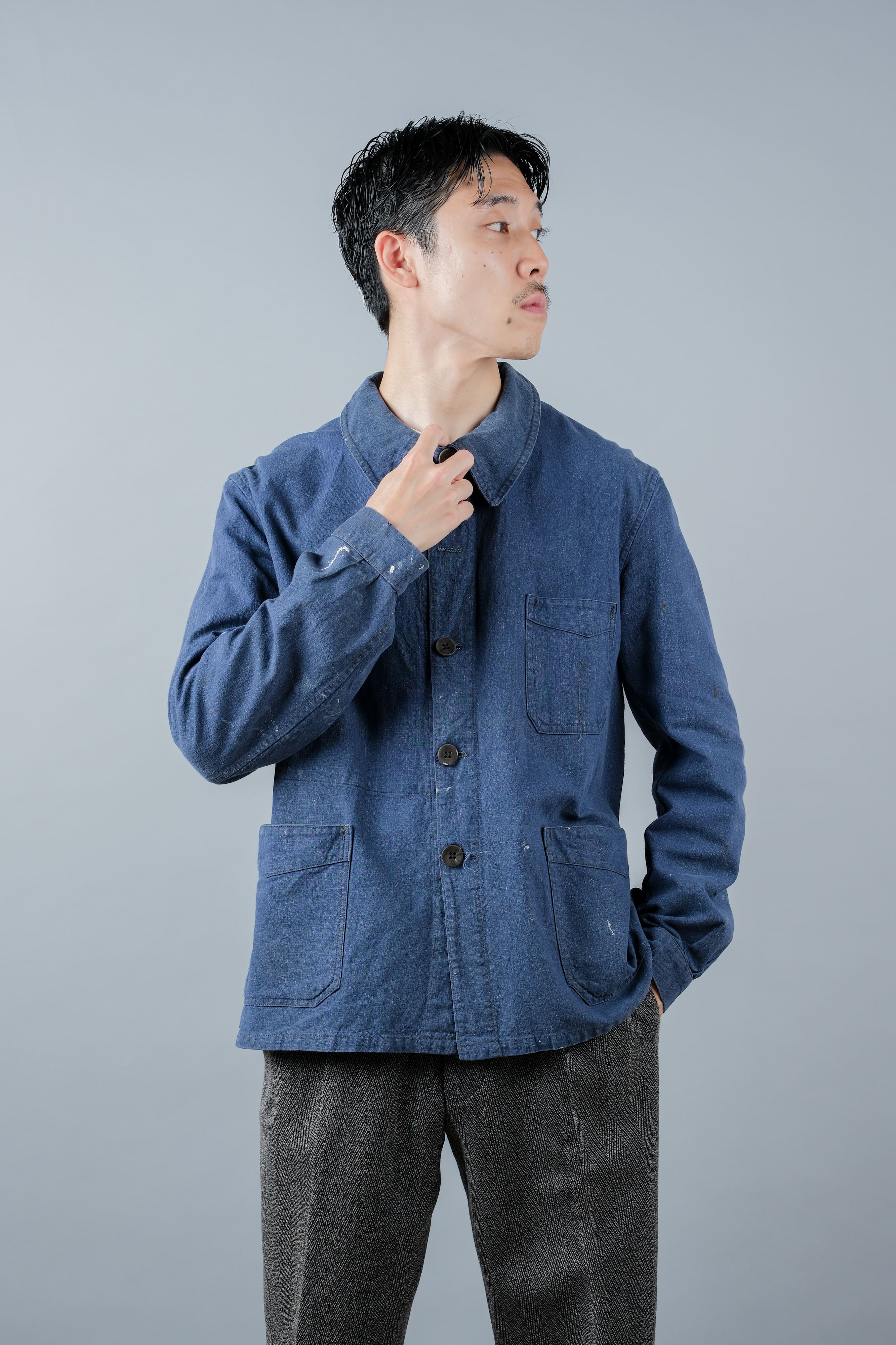 【~40's】French Vintage Indigo Metis Work Jacket