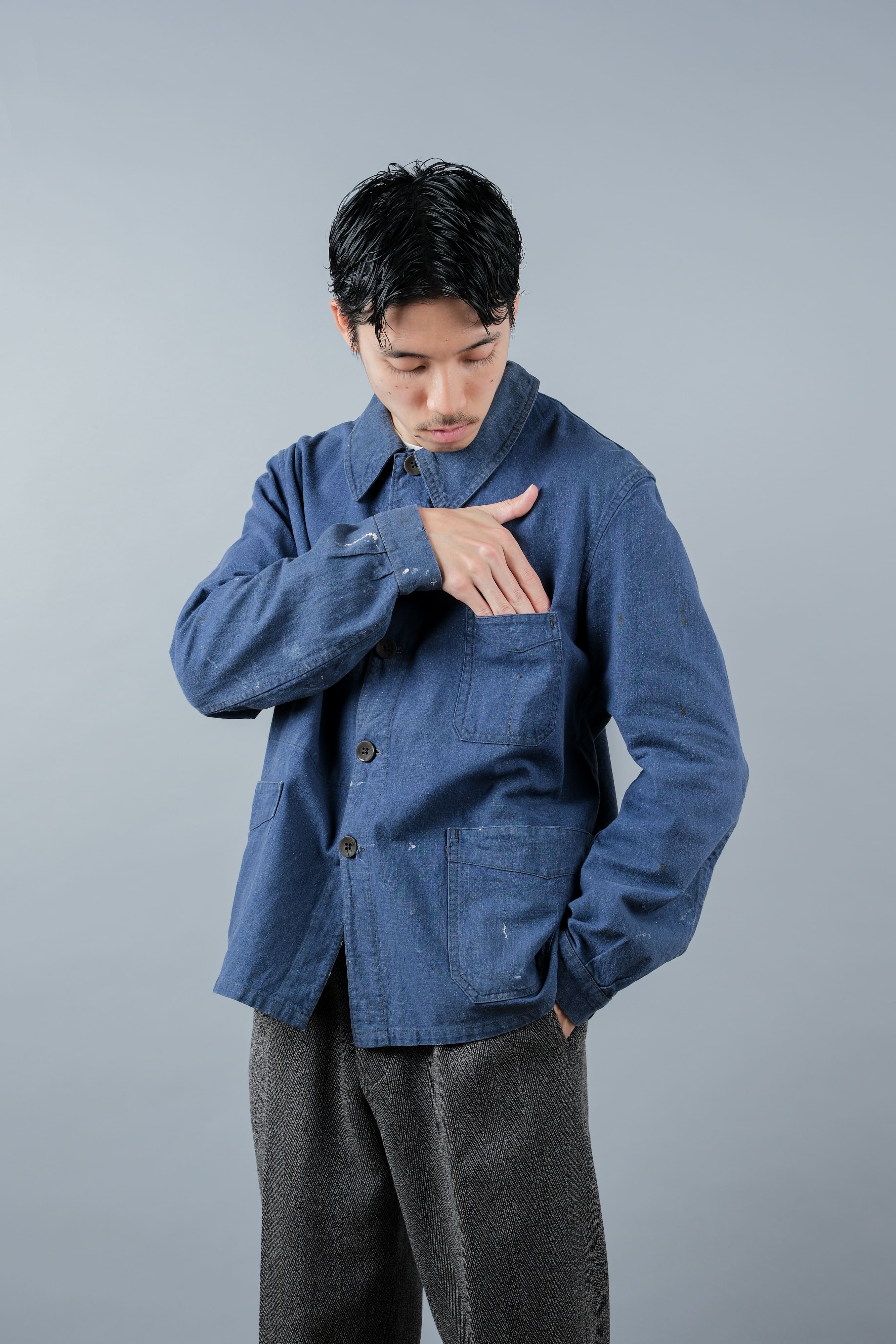 【~40's】French Vintage Indigo Metis Work Jacket