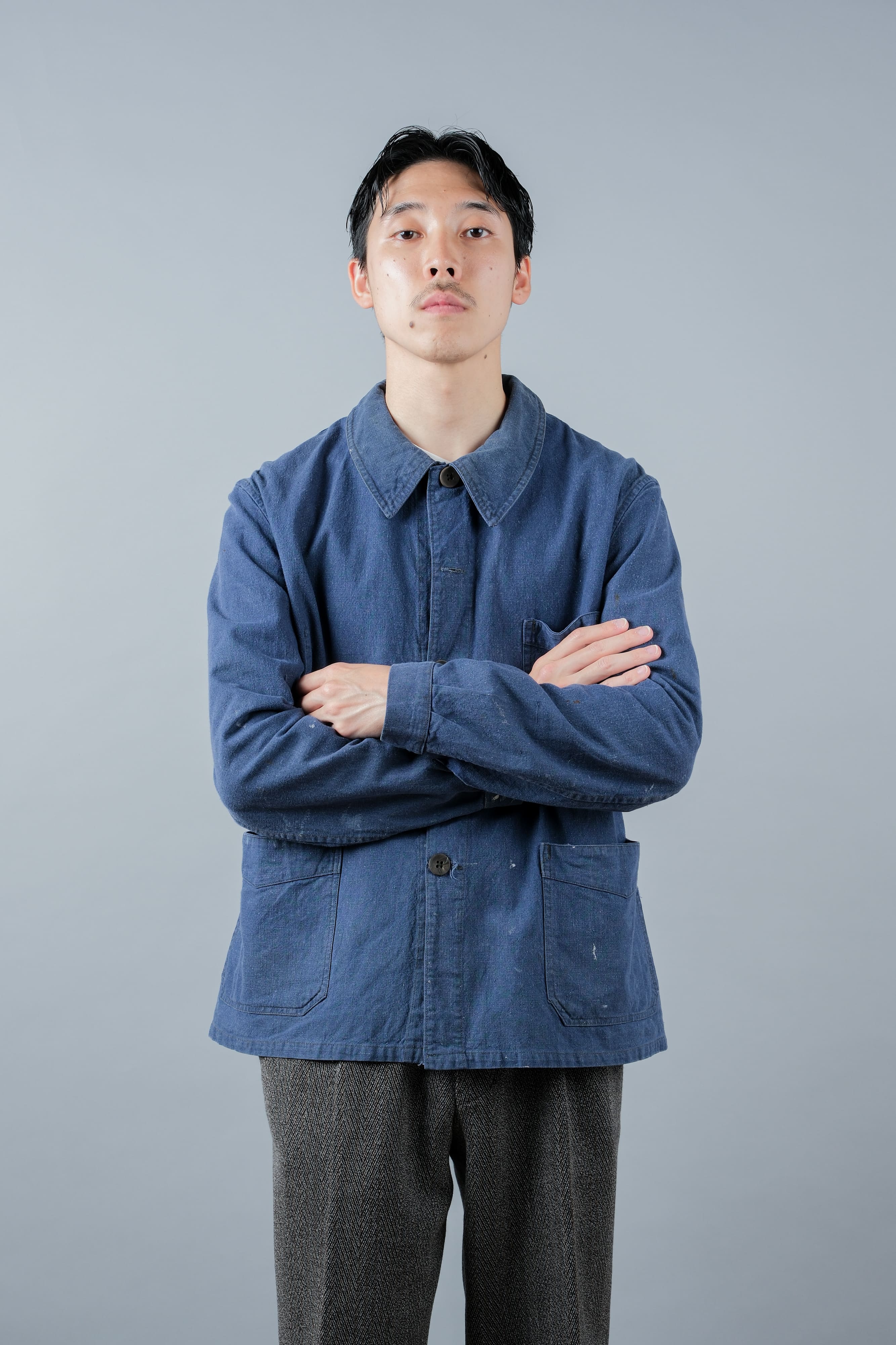 【~40's】French Vintage Indigo Metis Work Jacket