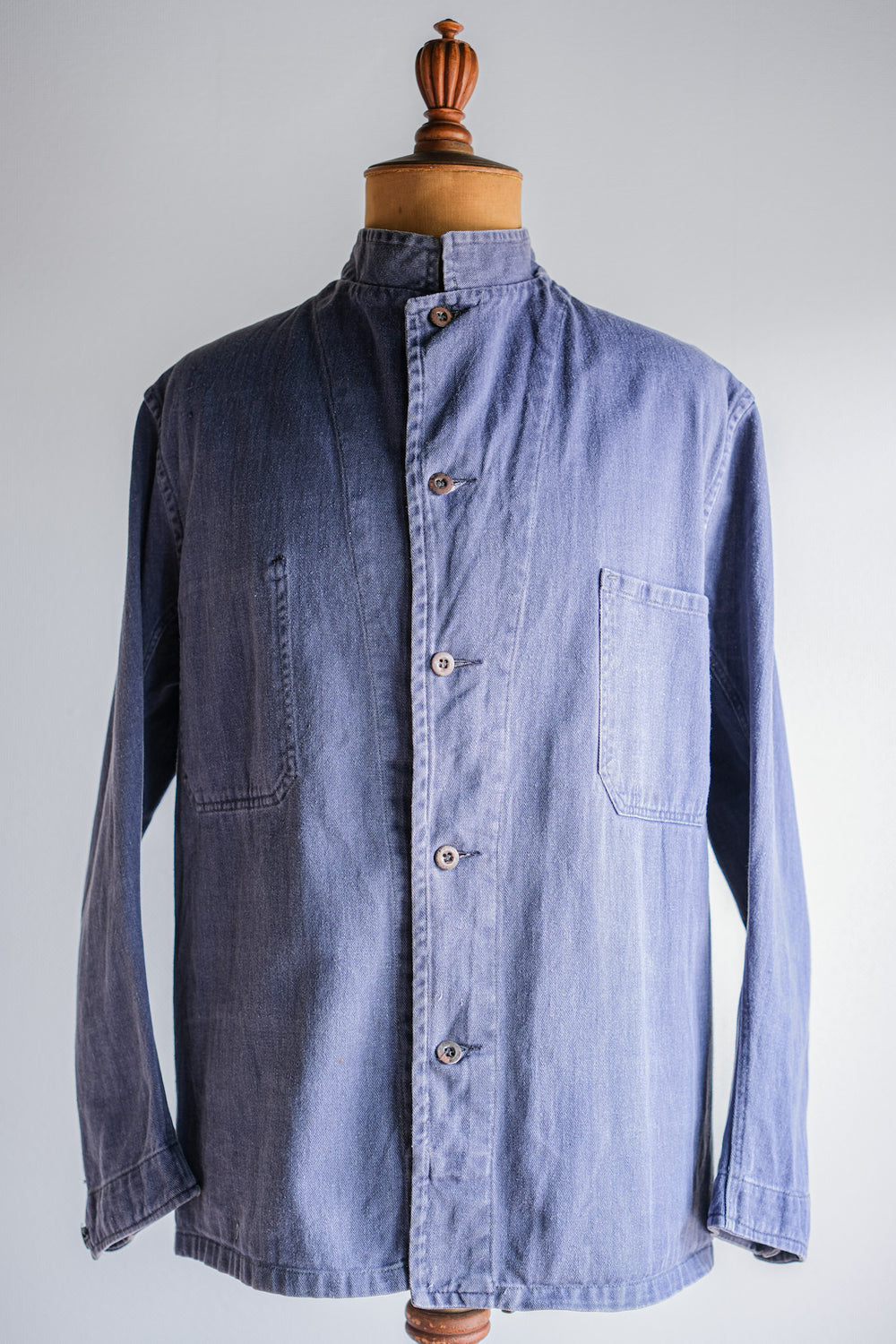 【~50's】British Vintage Blue Drill Stand Collar Work Jacket Size.42
