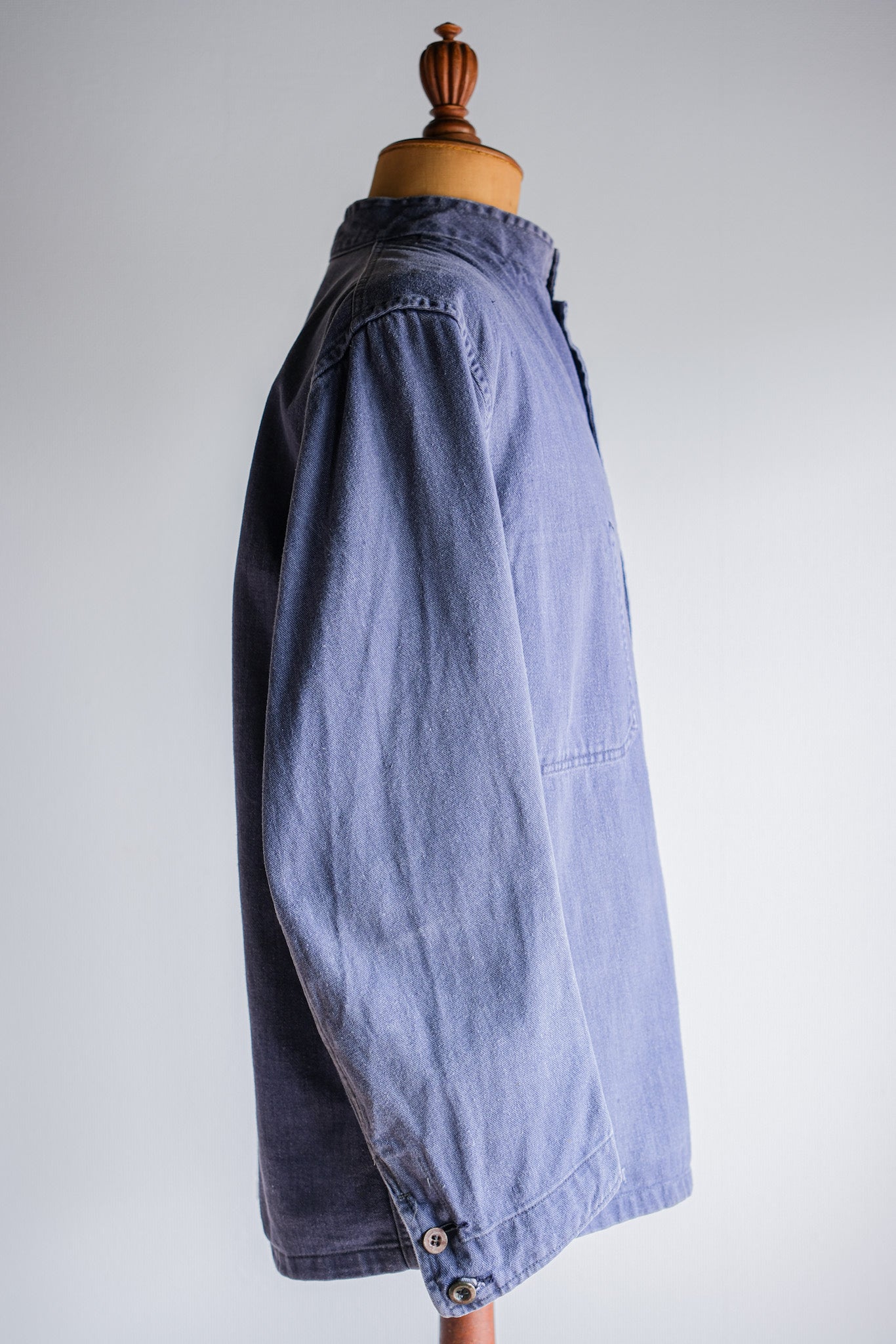 【~50's】British Vintage Blue Drill Stand Collar Work Jacket Size.42