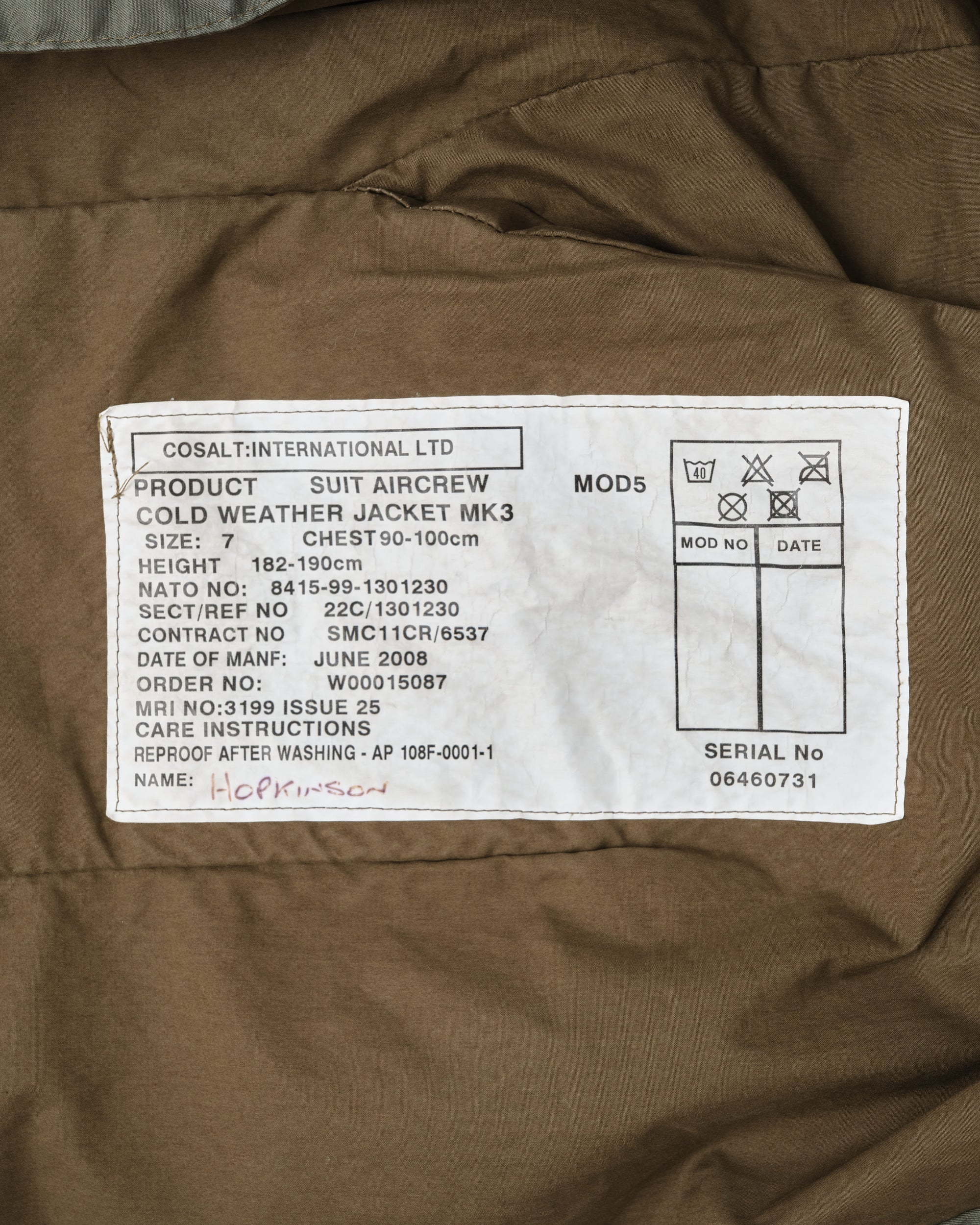 ［~00's］Royal Air Force MK3 Cold Weather Aircrew Jacket Size.7