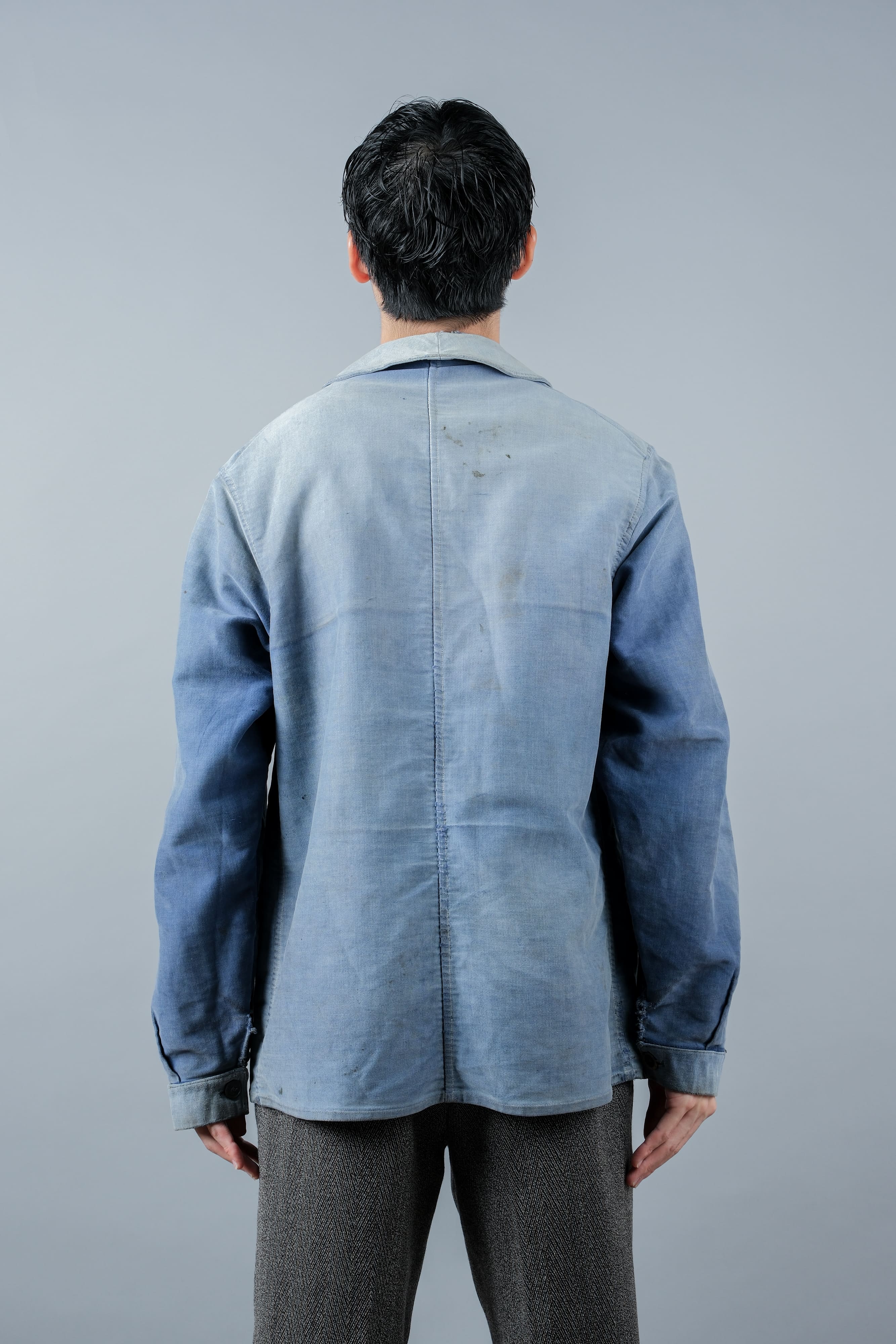 【~40’s】French Vintage Blue Moleskin Work Jacket "Le Mont St. Michel"