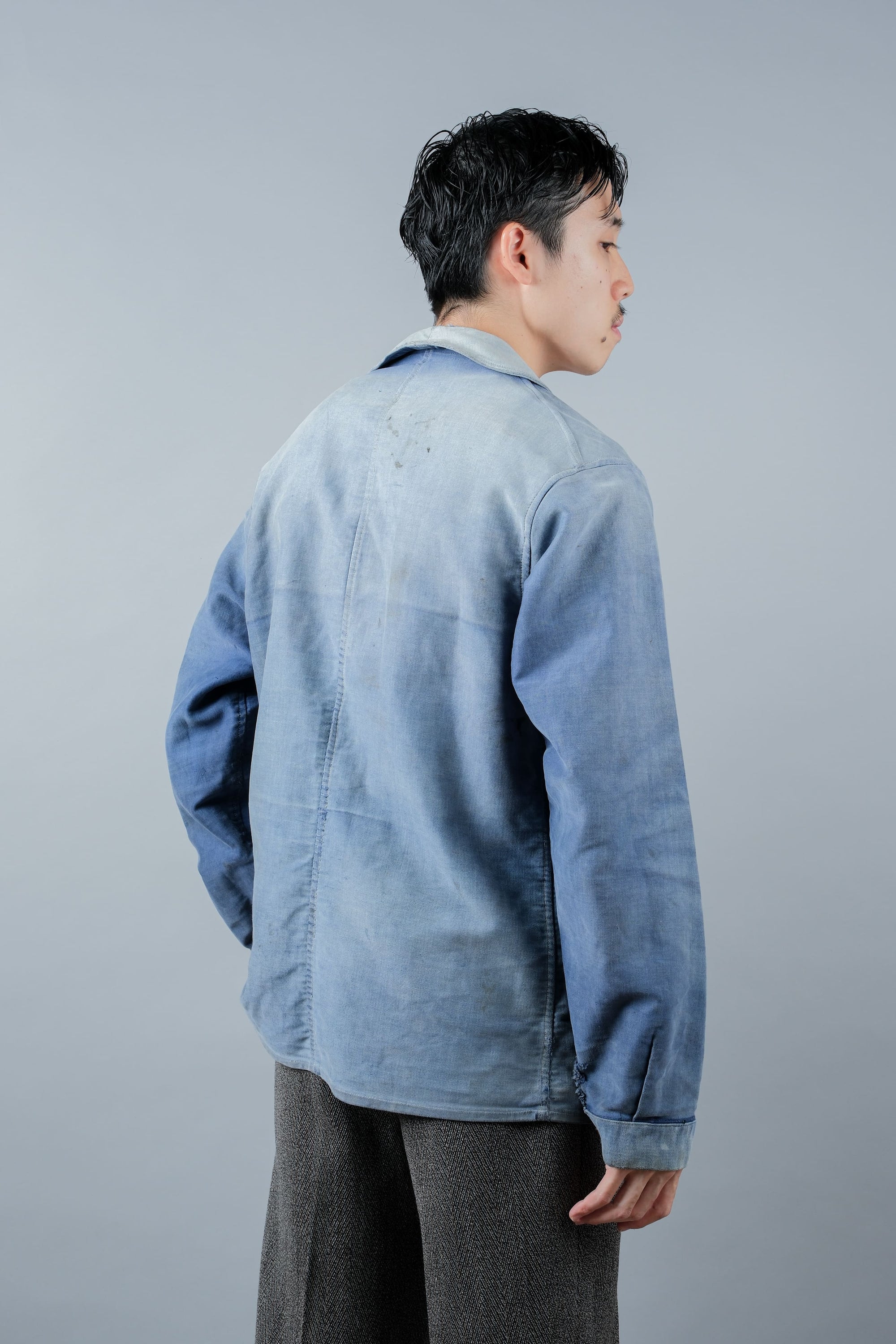 ［~40’s］French Vintage Blue Moleskin Work Jacket "Le Mont St. Michel"