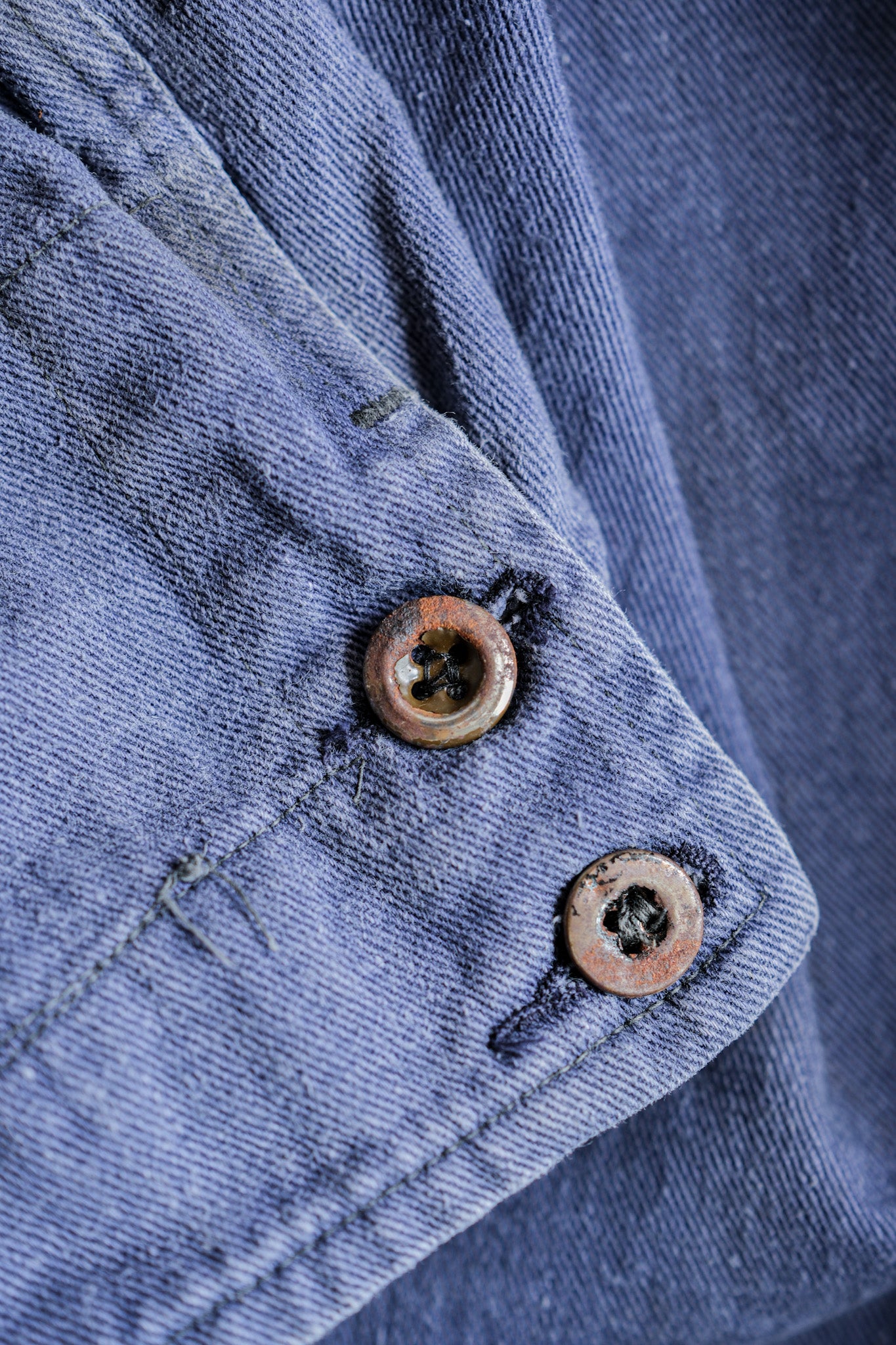 [~ 50's] British Vintage Blue Drill Stand Collar Collar Jacket Size.42