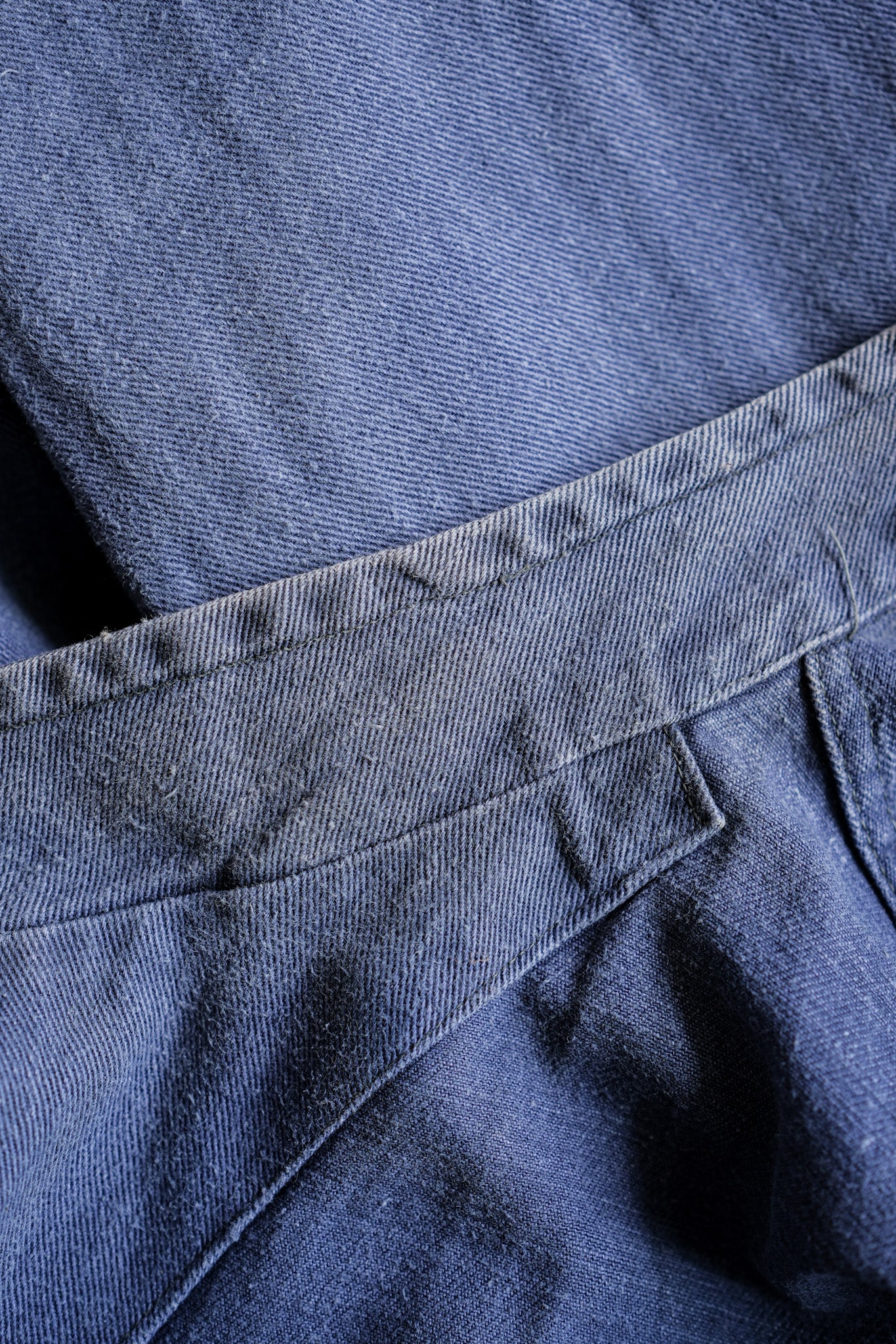 [~ 50 '] 영국 빈티지 블루 드릴 스탠드 칼라 작업 재킷 크기 .42
