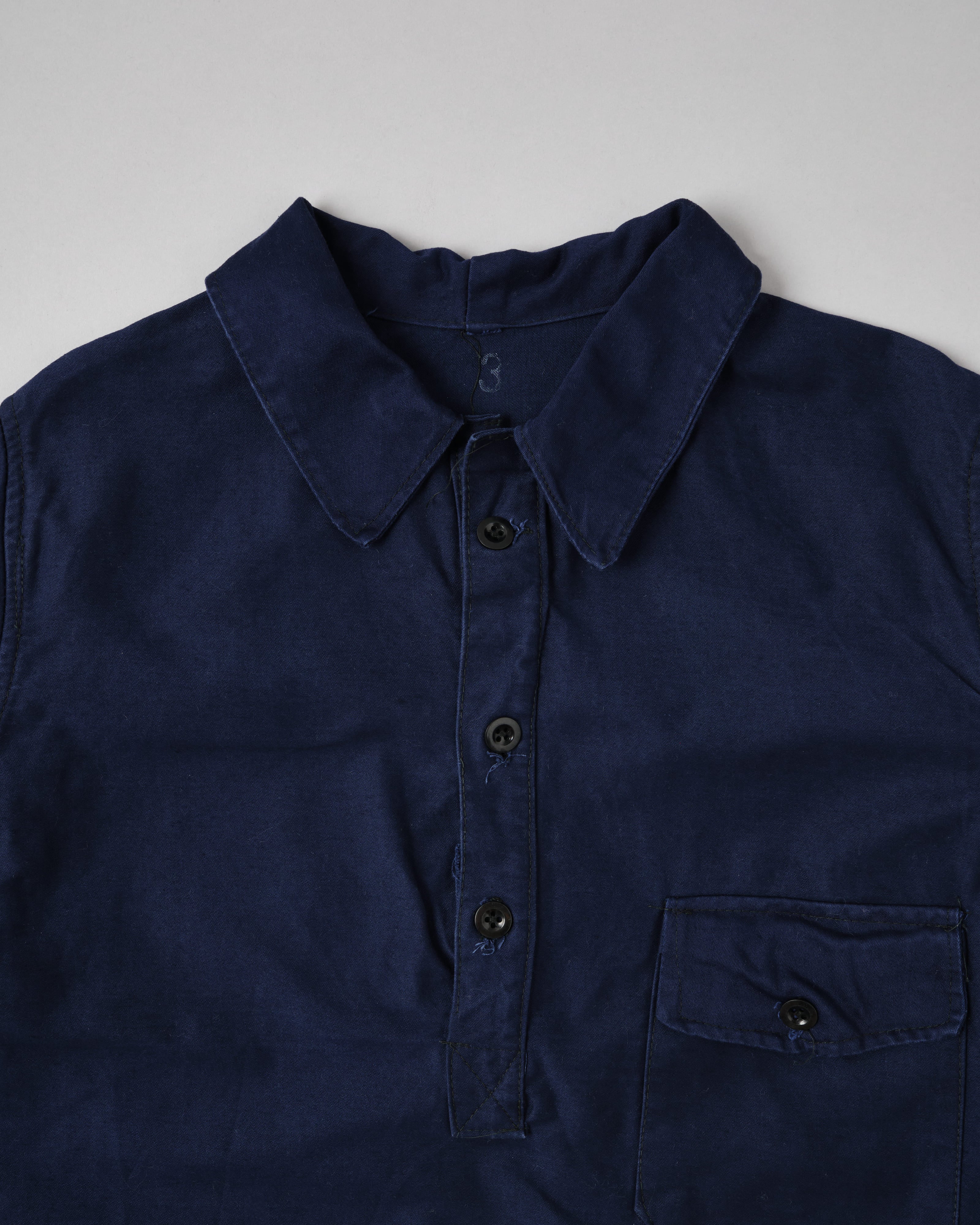 [~70's] Italian Navy Blue Moleskin Work Smock Size.3