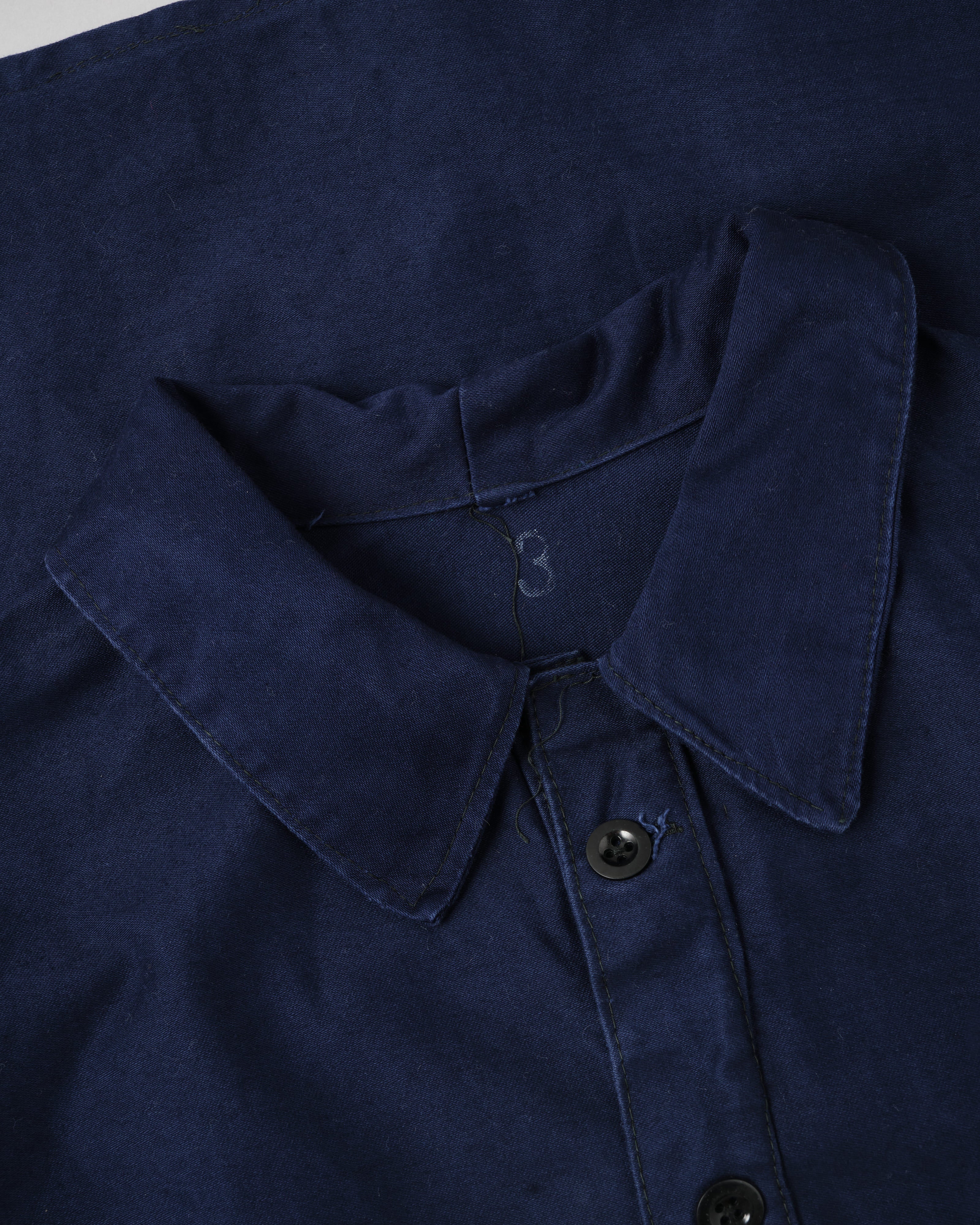 [~70's] Italian Navy Blue Moleskin Work Smock Size.3