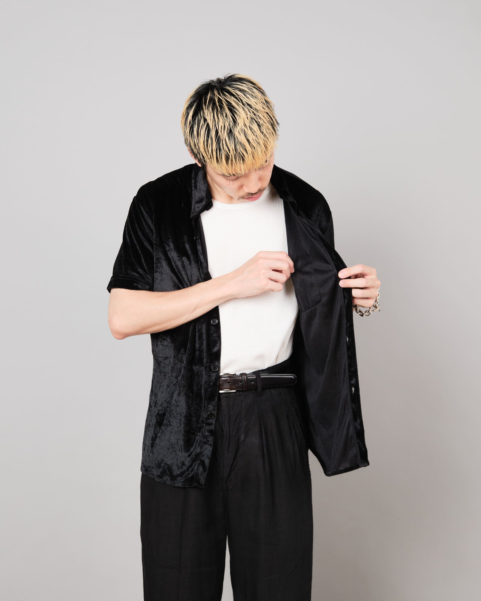 ［~90's］Old Paul Smith Black Velor S/S Shirt