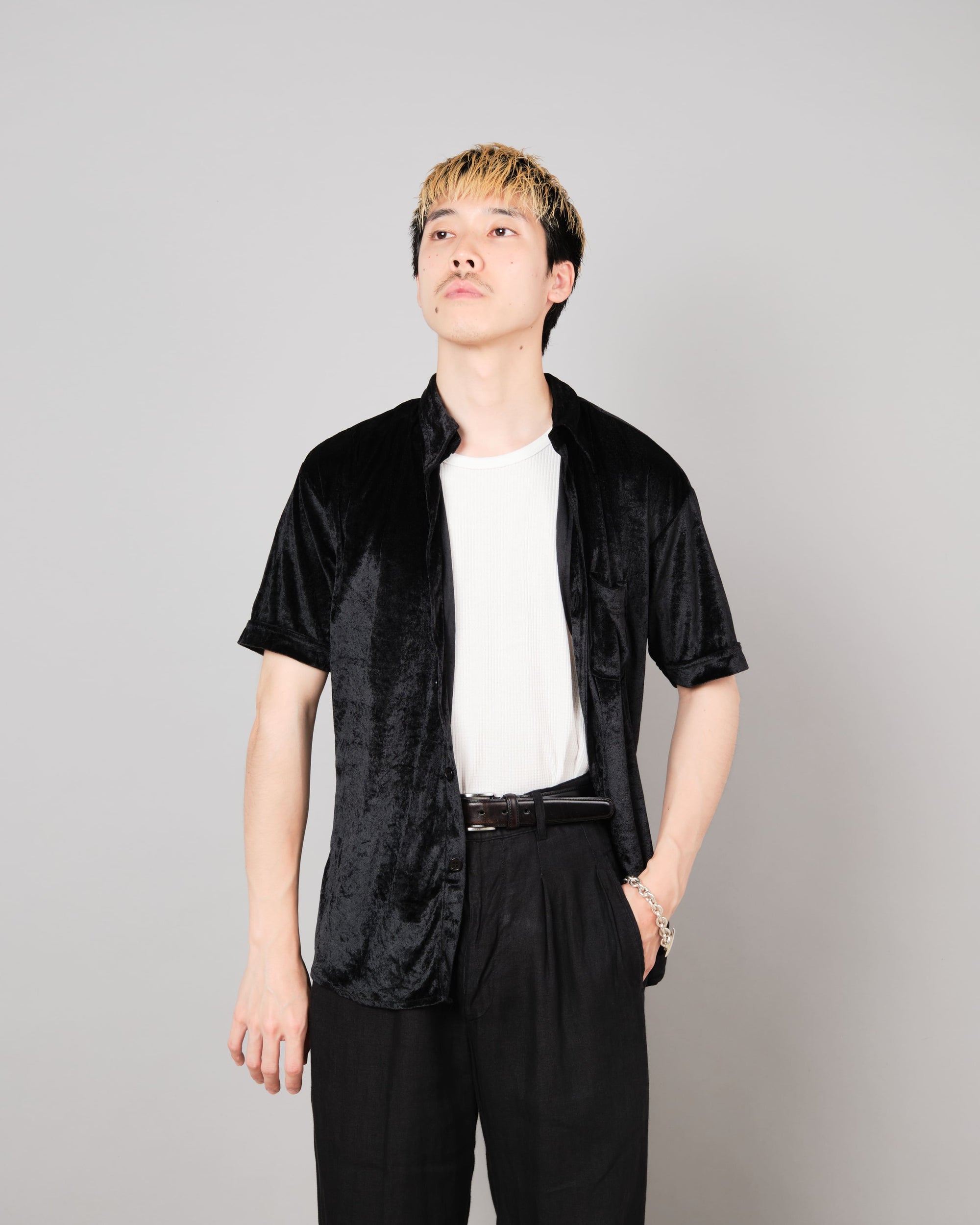 ［~90's］Old Paul Smith Black Velor S/S Shirt