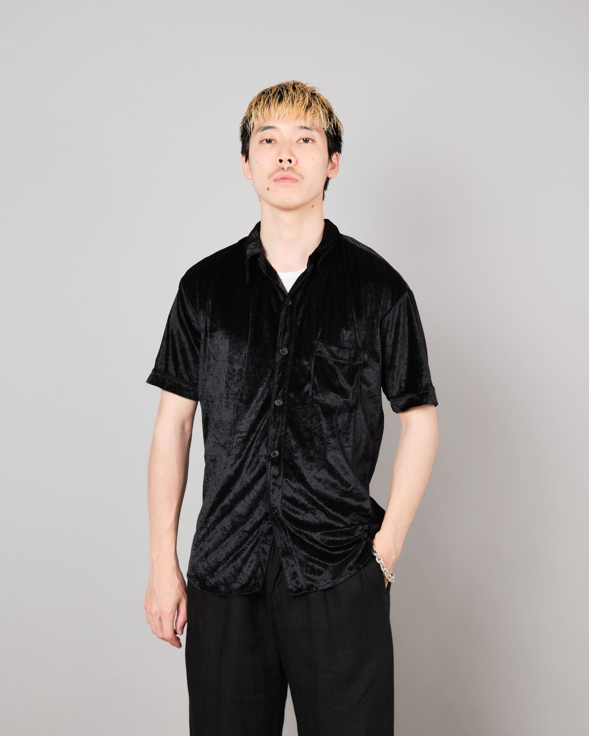 ［~90's］Old Paul Smith Black Velor S/S Shirt