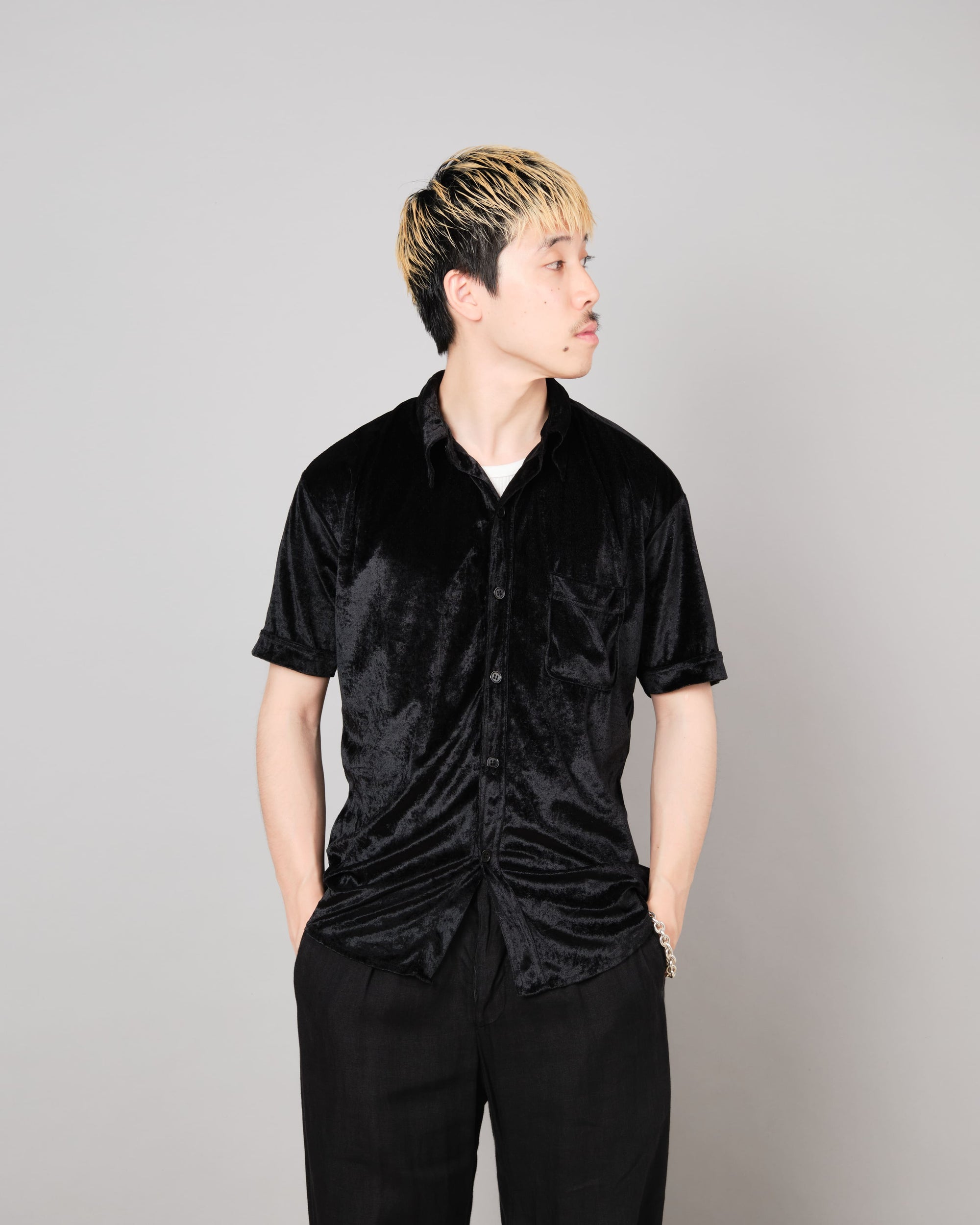 ［~90's］Old Paul Smith Black Velor S/S Shirt