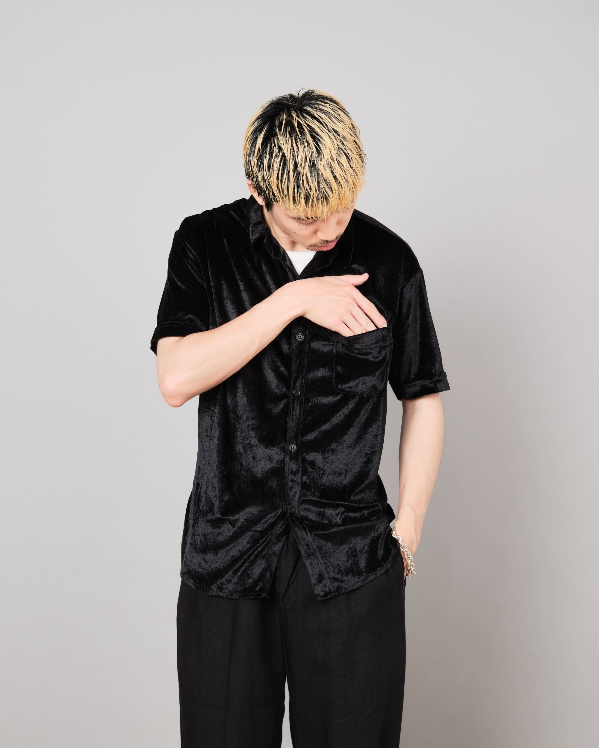 ［~90's］Old Paul Smith Black Velor S/S Shirt