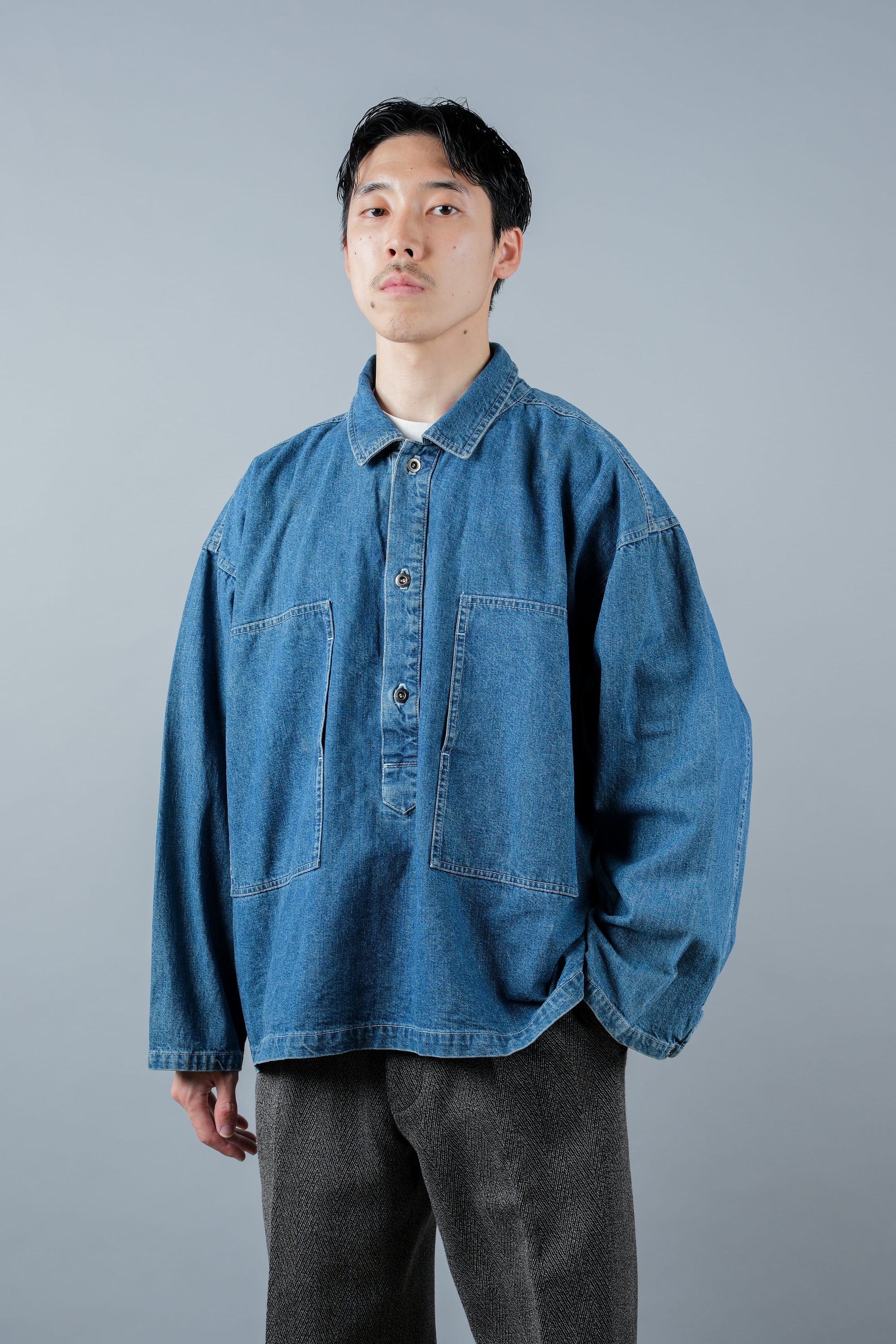 ［~90's］American Vintage U.S.ARMY Type Dungaree Denim Pullover Jumper Size.M