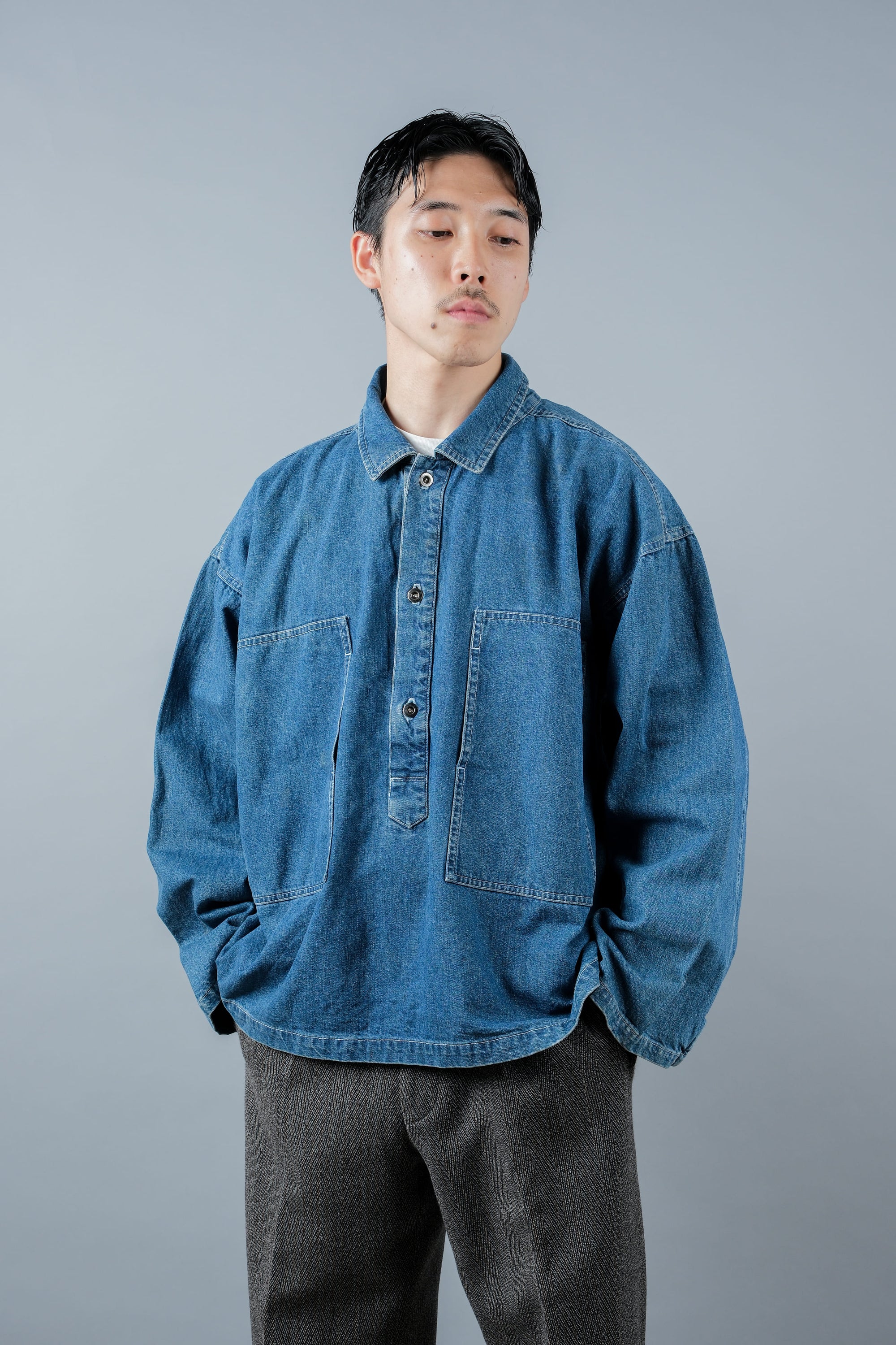 ［~90's］American Vintage U.S.ARMY Type Dungaree Denim Pullover Jumper Size.M
