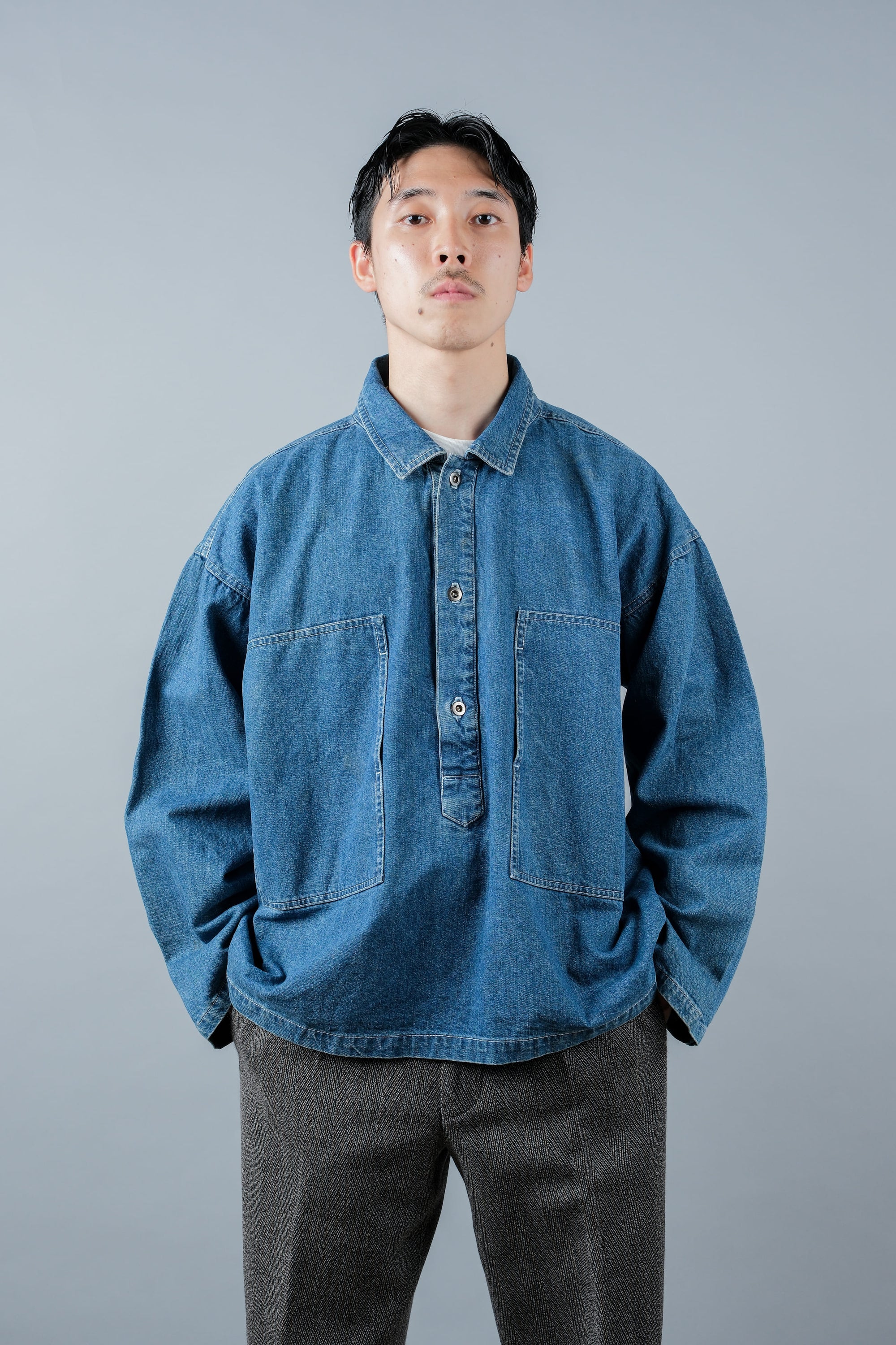 ［~90's］American Vintage U.S.ARMY Type Dungaree Denim Pullover Jumper Size.M