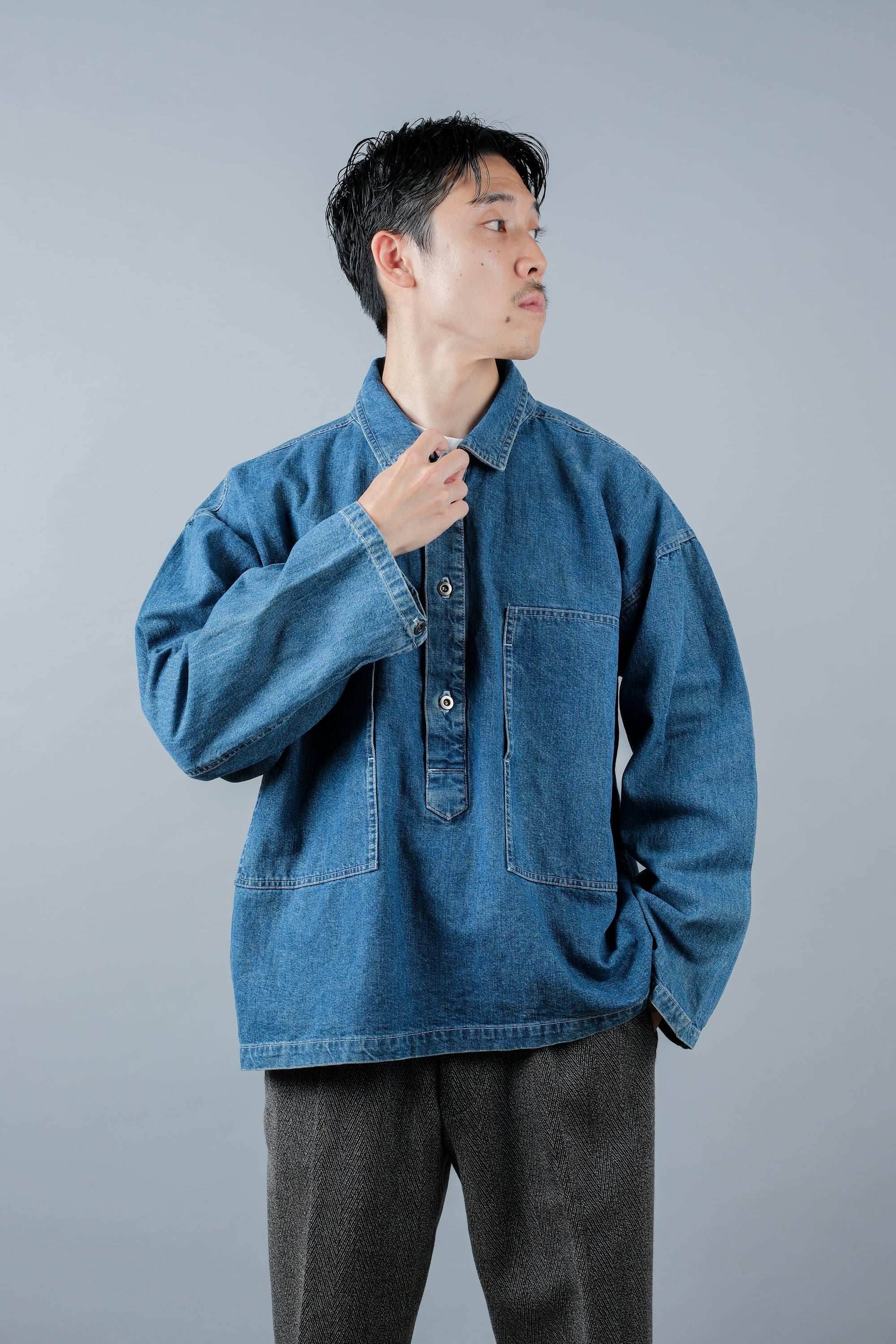 ［~90's］American Vintage U.S.ARMY Type Dungaree Denim Pullover Jumper Size.M