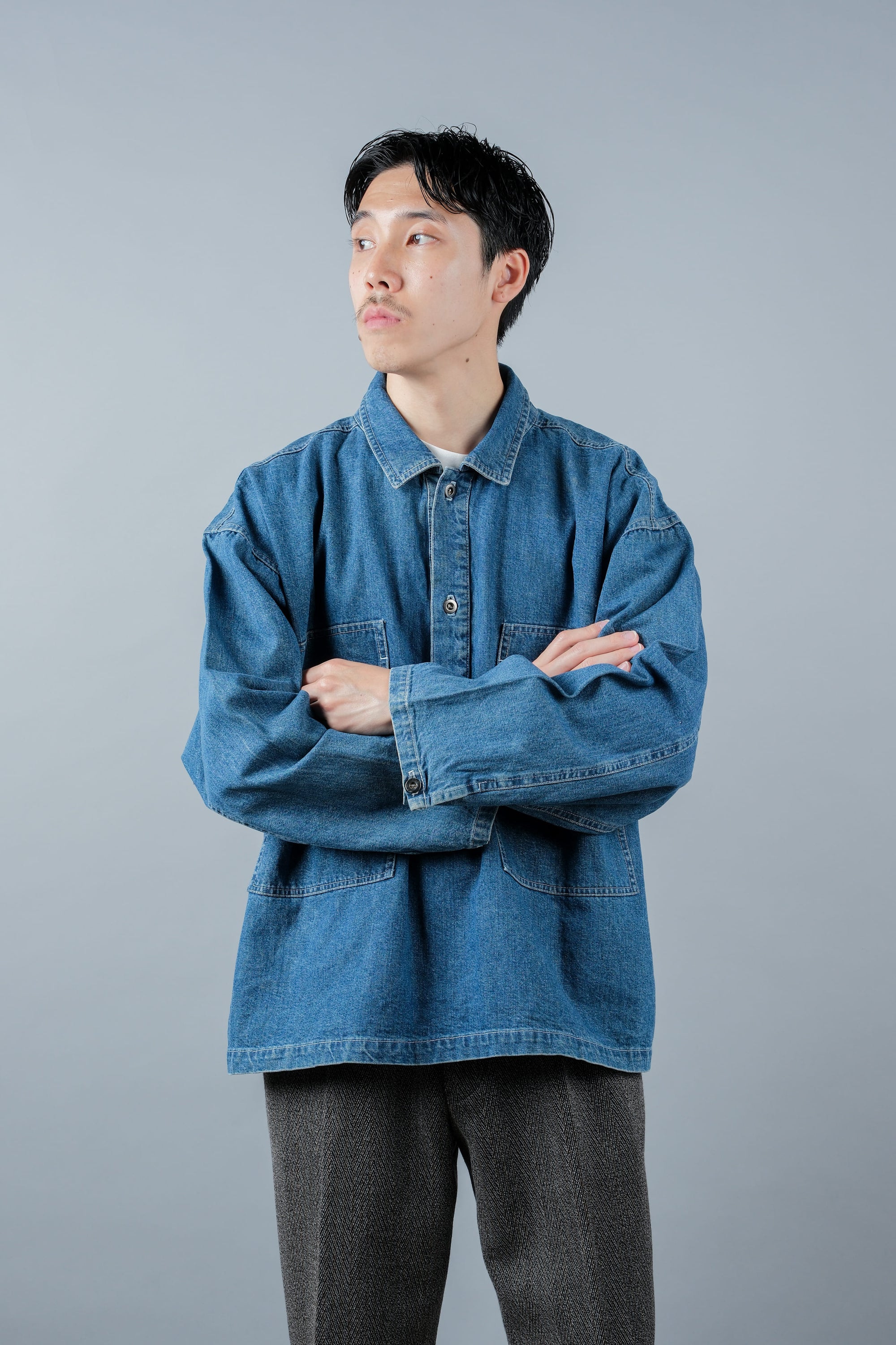［~90's］American Vintage U.S.ARMY Type Dungaree Denim Pullover Jumper Size.M