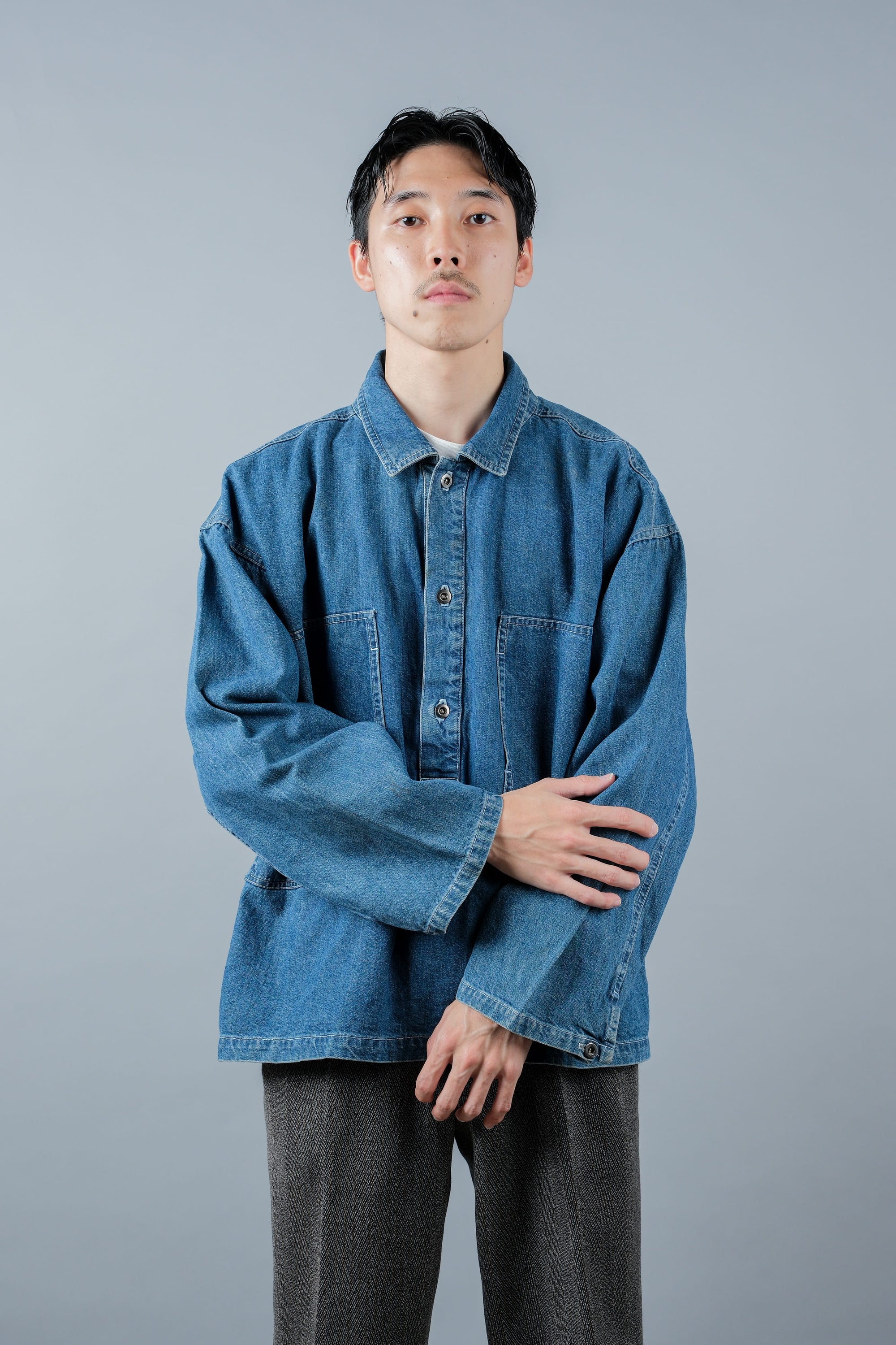 ［~90's］American Vintage U.S.ARMY Type Dungaree Denim Pullover Jumper Size.M