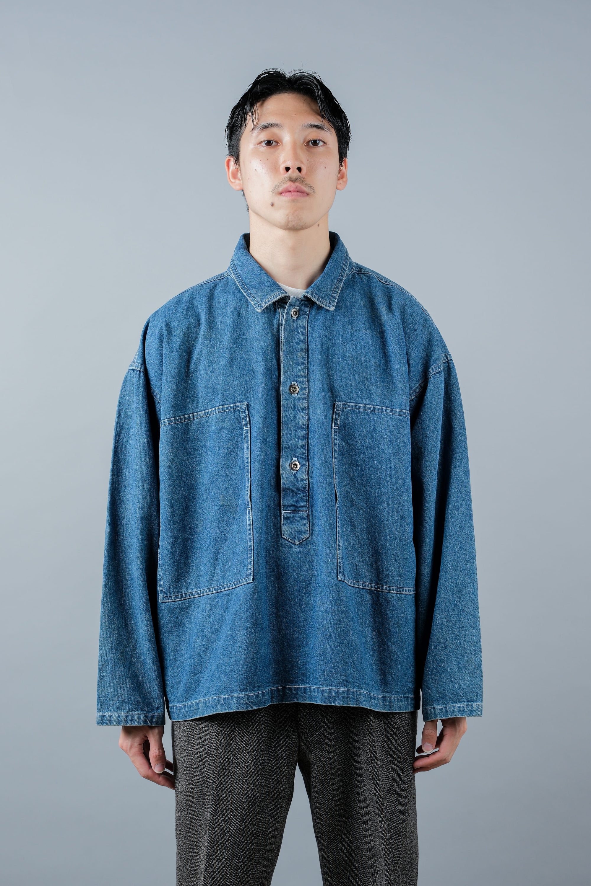 ［~90's］American Vintage U.S.ARMY Type Dungaree Denim Pullover Jumper Size.M